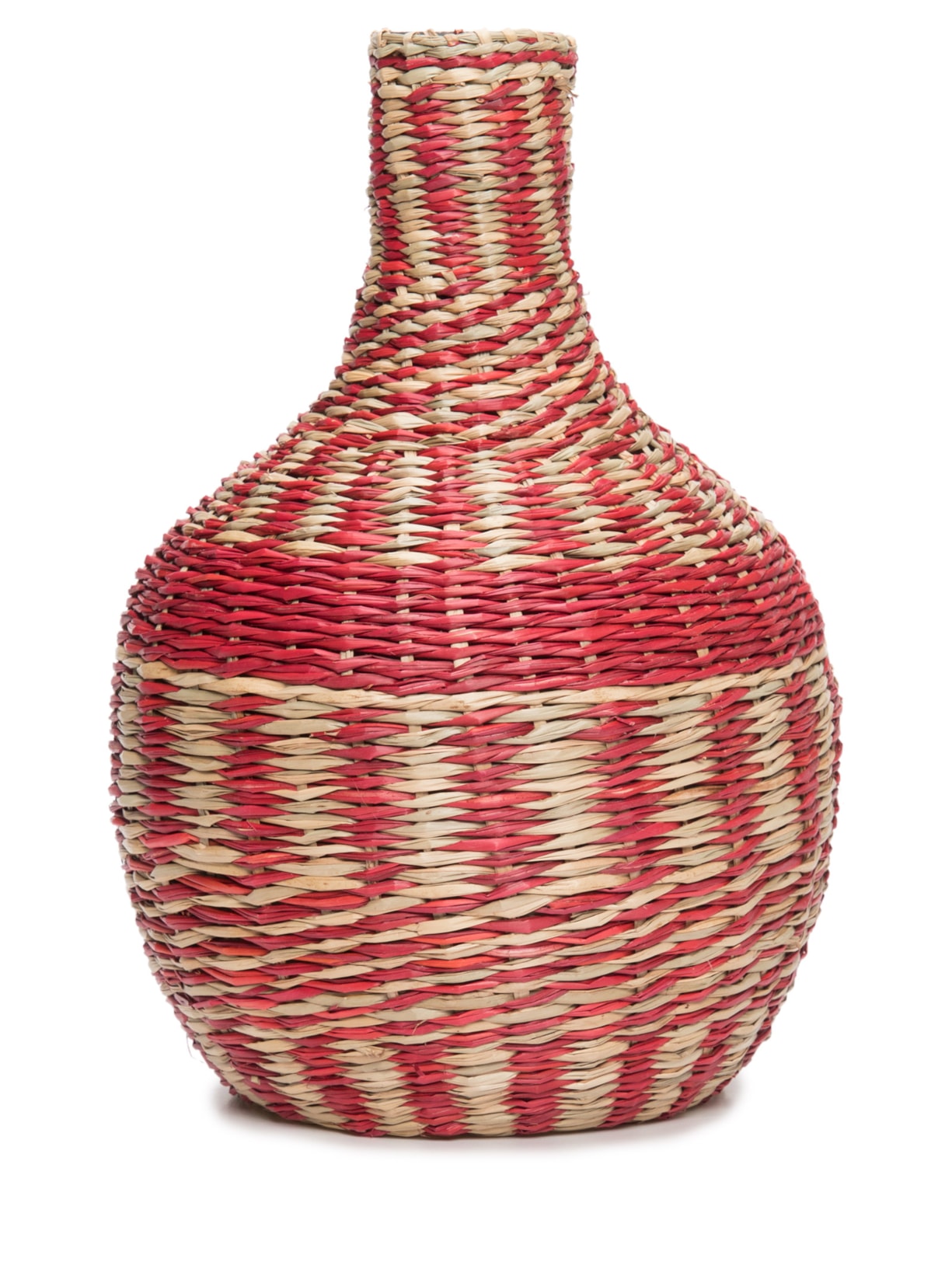 Vaso De Bambu E Palha De Algas Marinhas Arauara - Vermelho