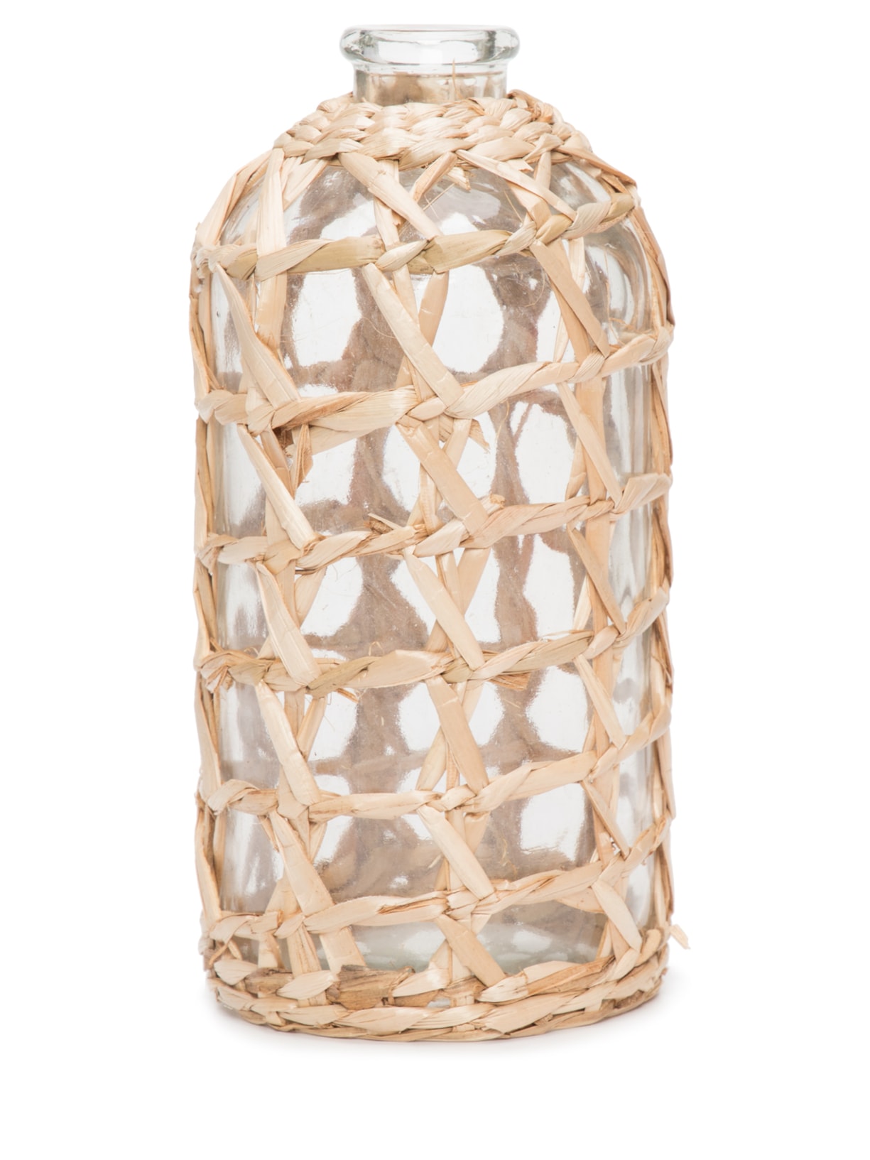 Vaso Em Vidro Com Fibra Natural 1 Peça