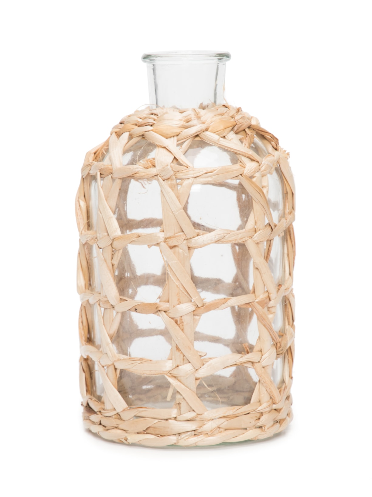 Vaso Em Vidro Com Fibra Natural 1 Peça