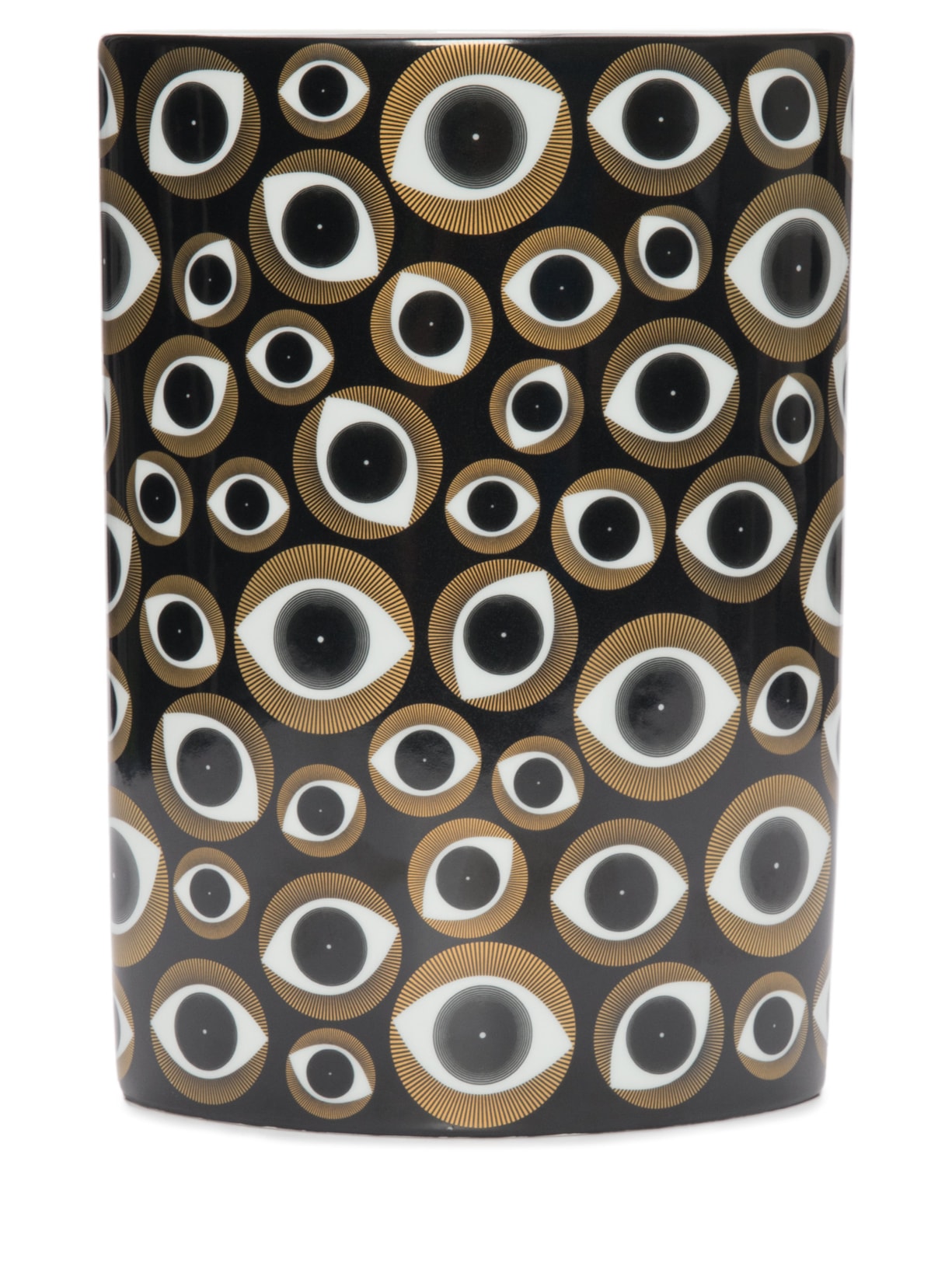 Vaso Oval Olhos Alto Em Porcelana 1 Peça - Preto