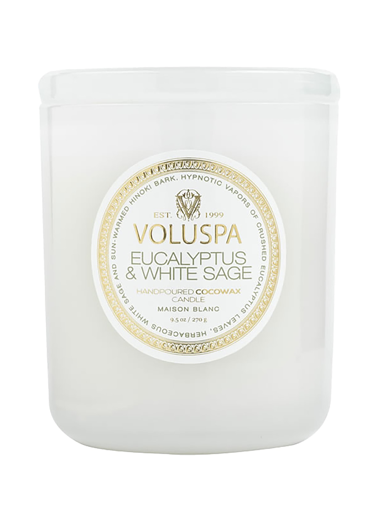 Vela Copo +60H Eucalyptus E White Sage - Branco