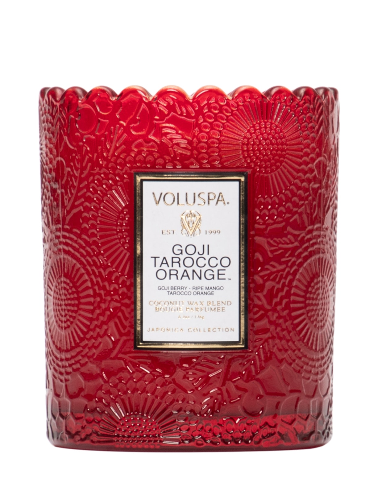 Vela Copo Trabalhado Relevo Goji Tarocco Orange 170g Vermelho Voluspa