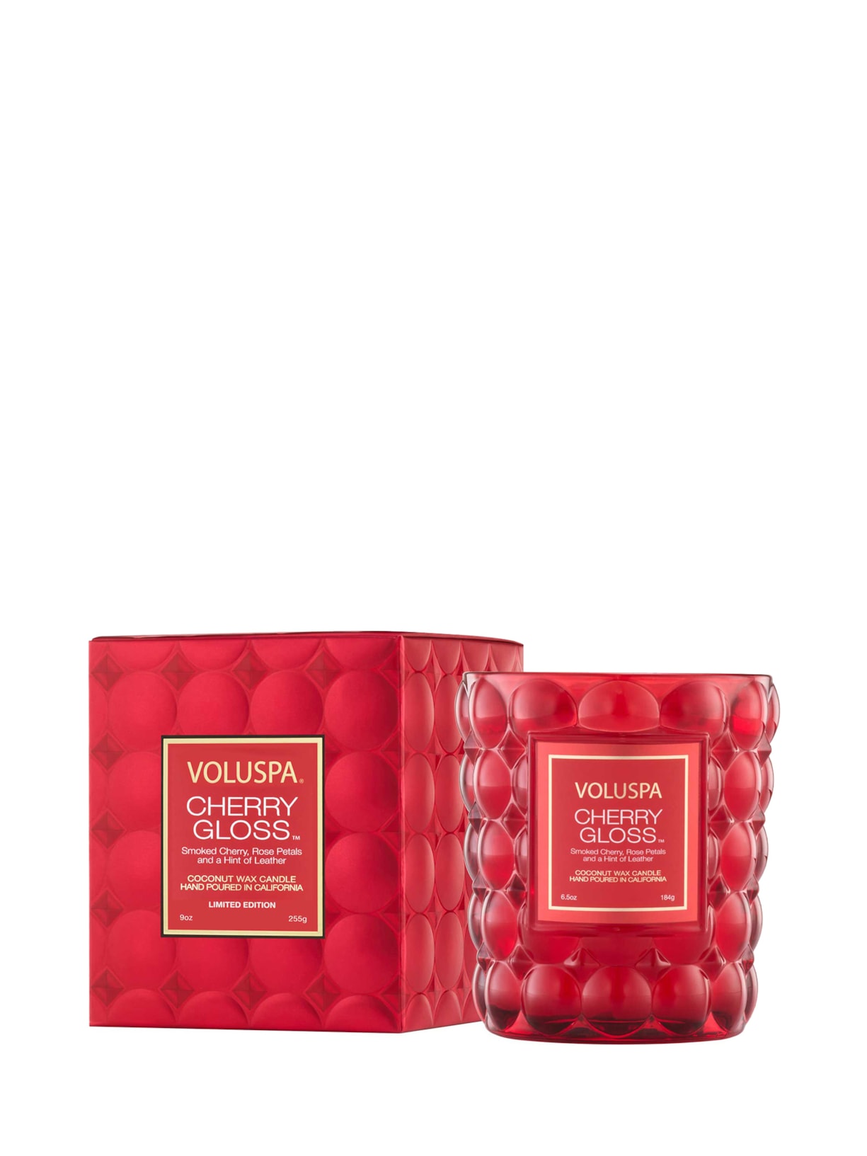 Vela Copo Vidro Clássico 40H Cherry Gloss - Vermelho