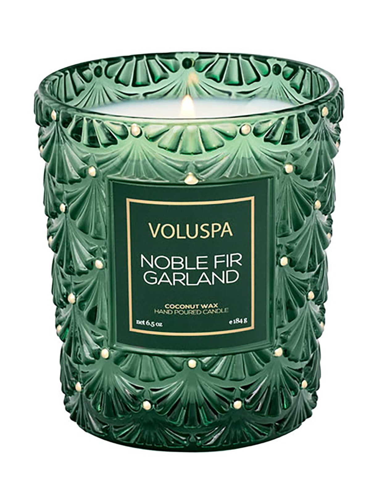 Vela Copo Vidro Clássico 40h Noble Fir Garland - Verde