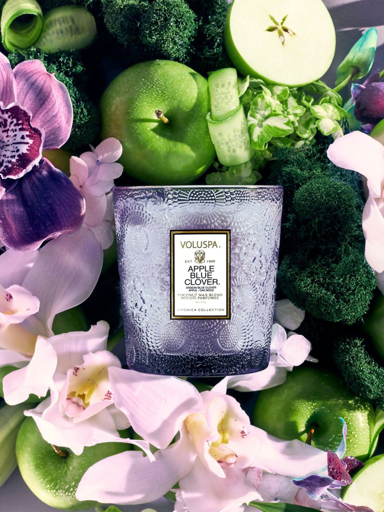 Vela Copo Vidro Clássico 60h Apple Blue Clover 255g Voluspa