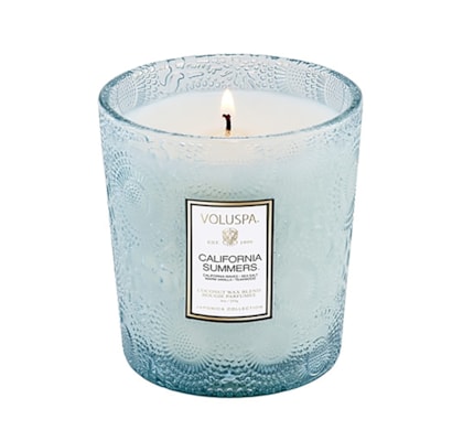 Vela Copo Vidro Clássico 60h California Summers - Azul 