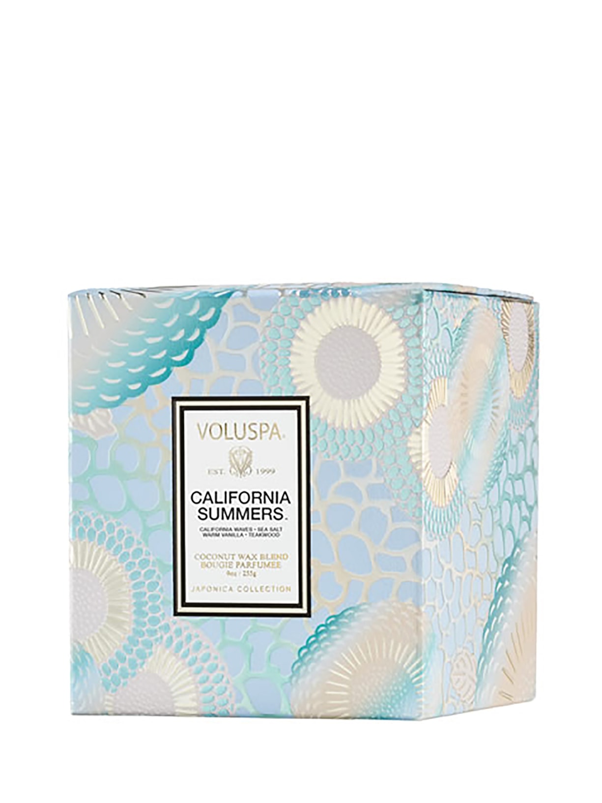 Vela Copo Vidro Clássico 60h California Summers Azul  Voluspa