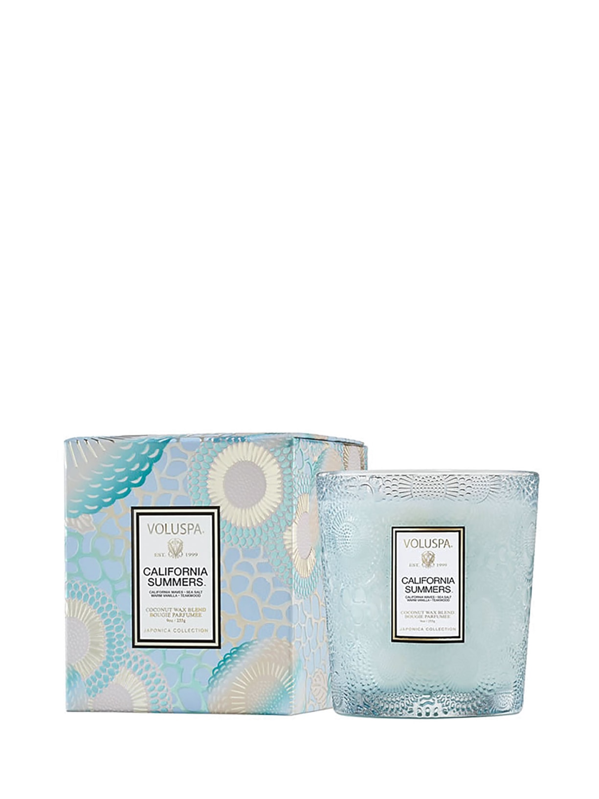 Vela Copo Vidro Clássico 60h California Summers - Azul