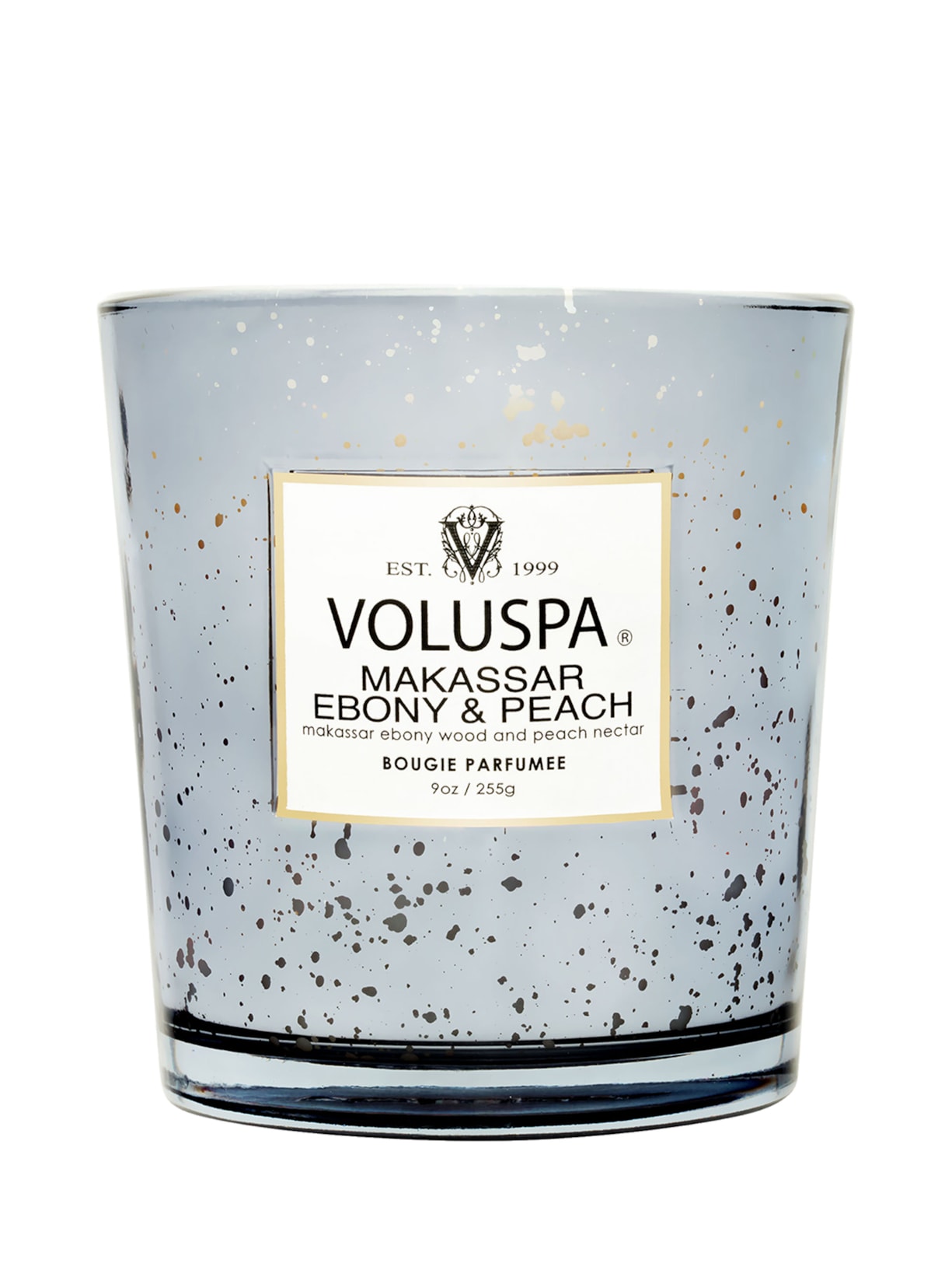 Vela Copo Vidro Clássico 60H Makassar Ebony E Peach - Prata