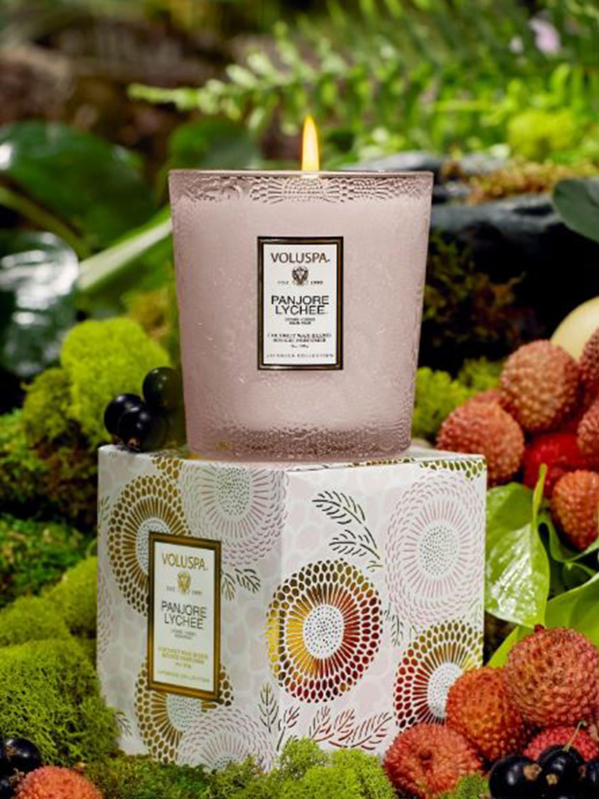 Vela Copo Vidro Clássico 60h Panjore Lychee Rosa Voluspa