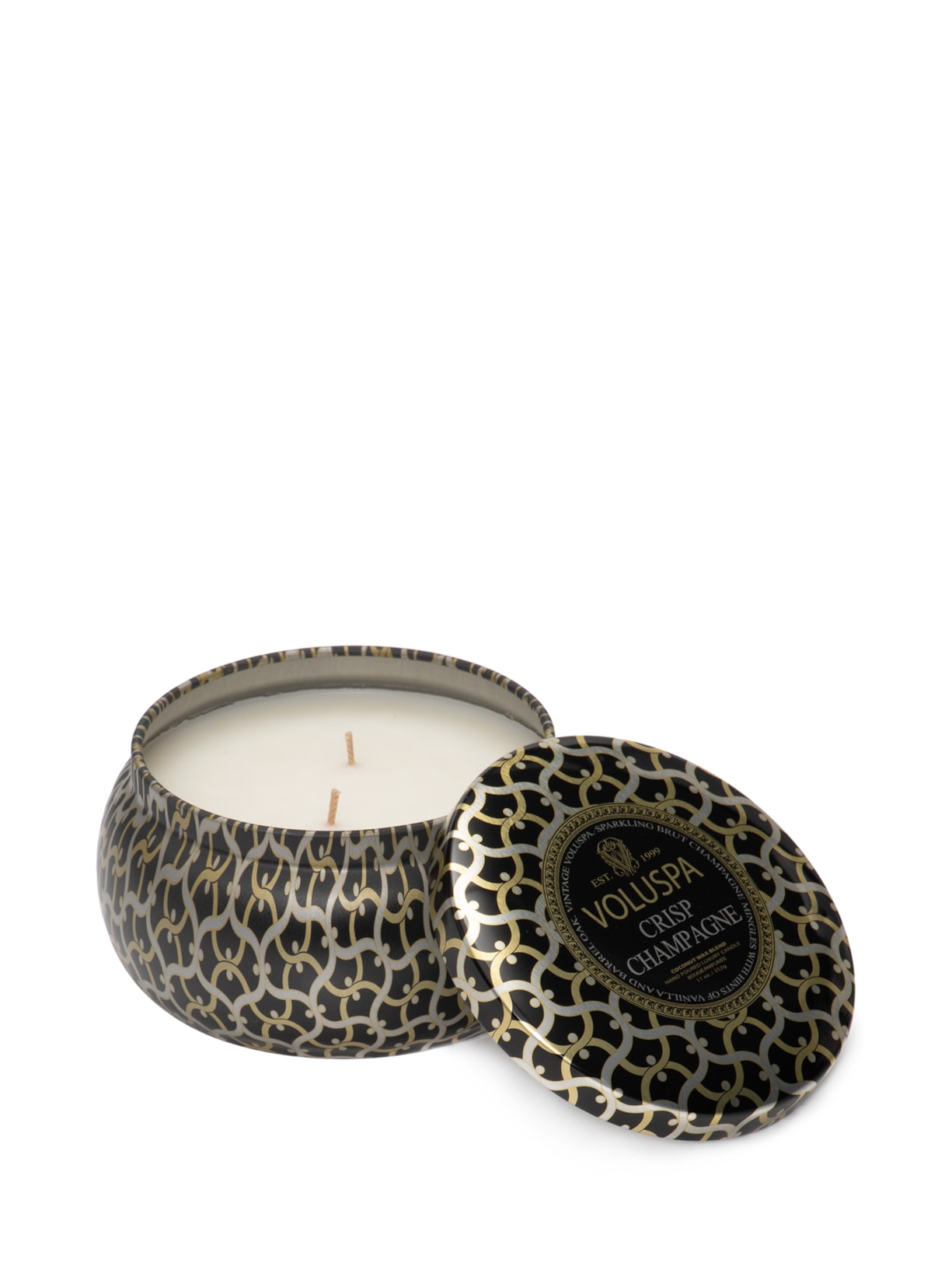 Vela Lata 2 Pavios Crisp Champagne 312g - Preto