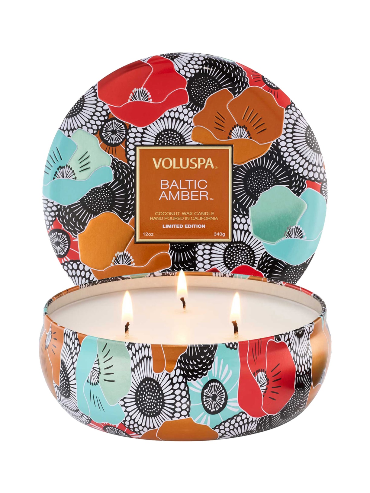 Vela Lata 3 Pavios 60H Baltic Amber - Amarelo