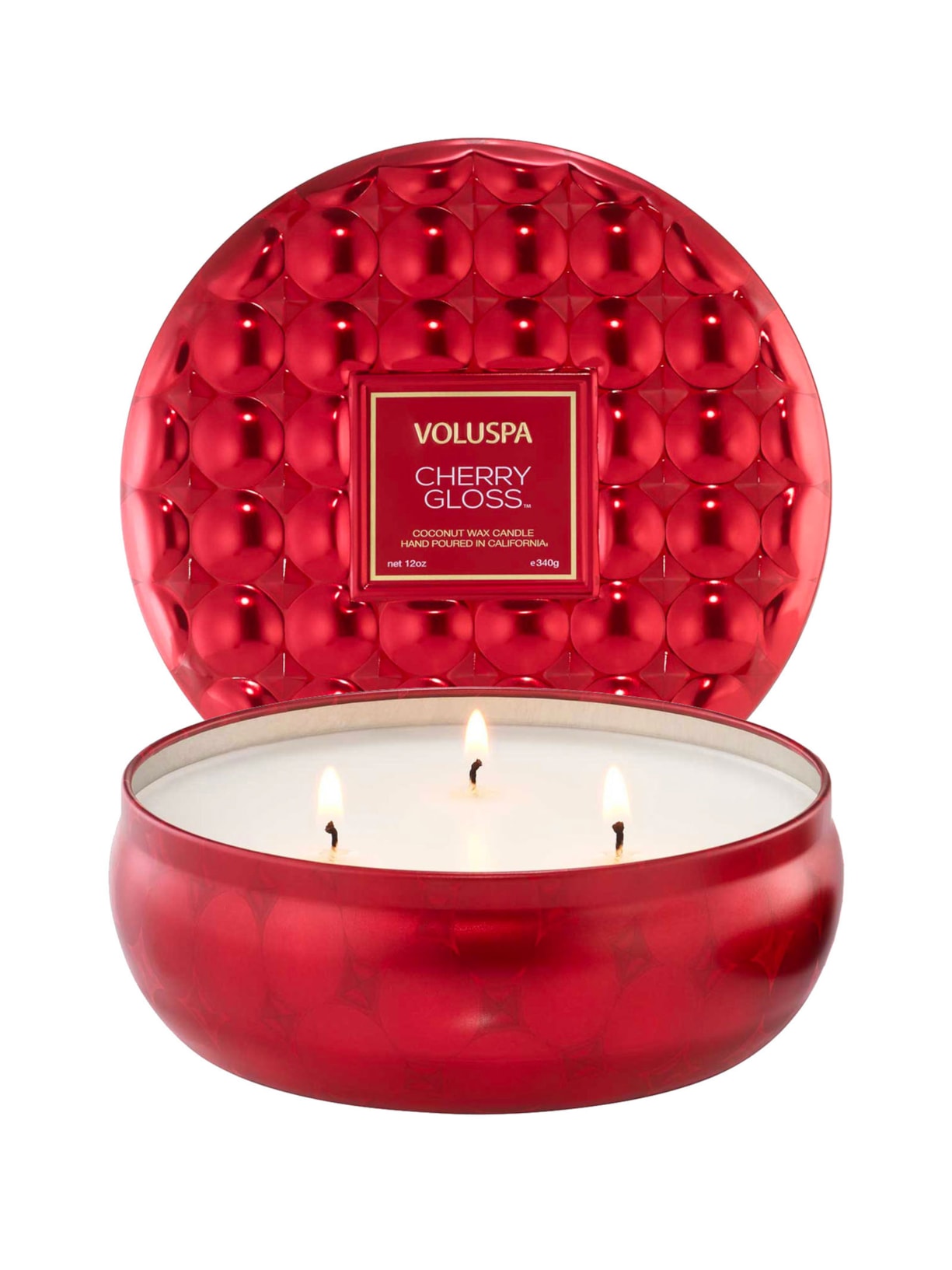 Vela Lata 3 Pavios 60H Cherry Gloss - Vermelho