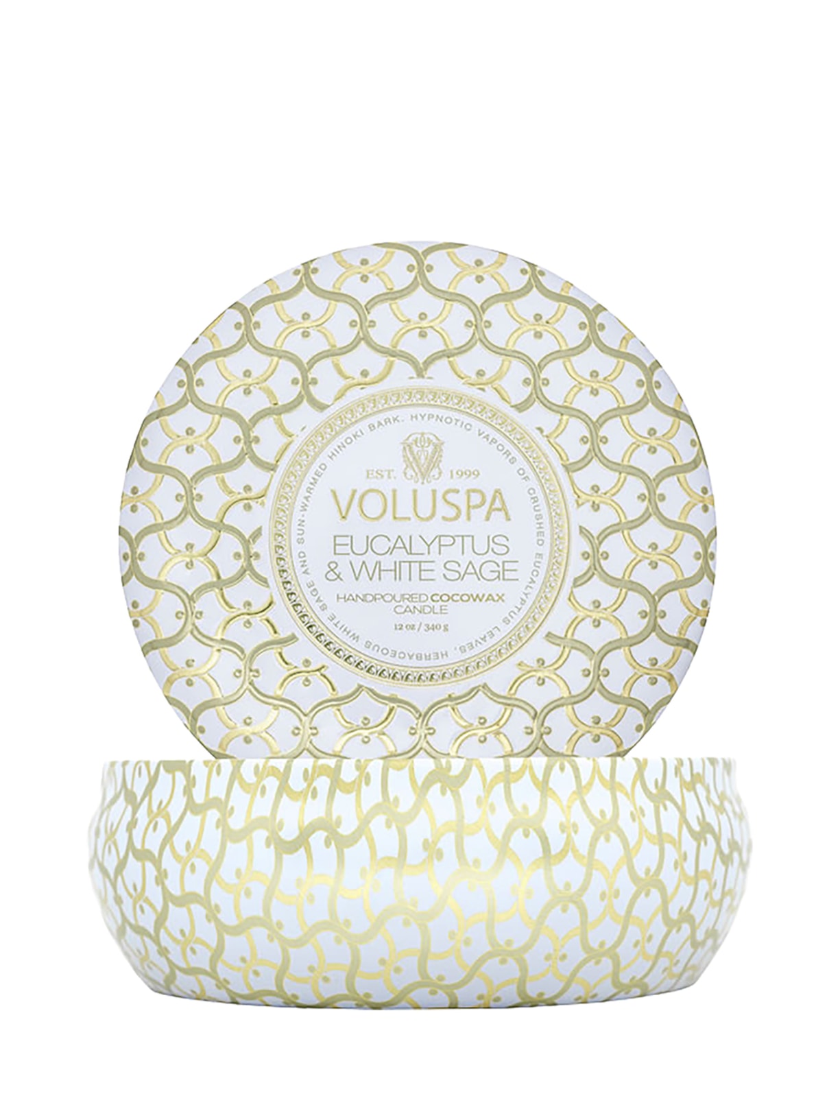 Vela Lata 3 Pavios 60H Eucalyptus E White Sage - Branco