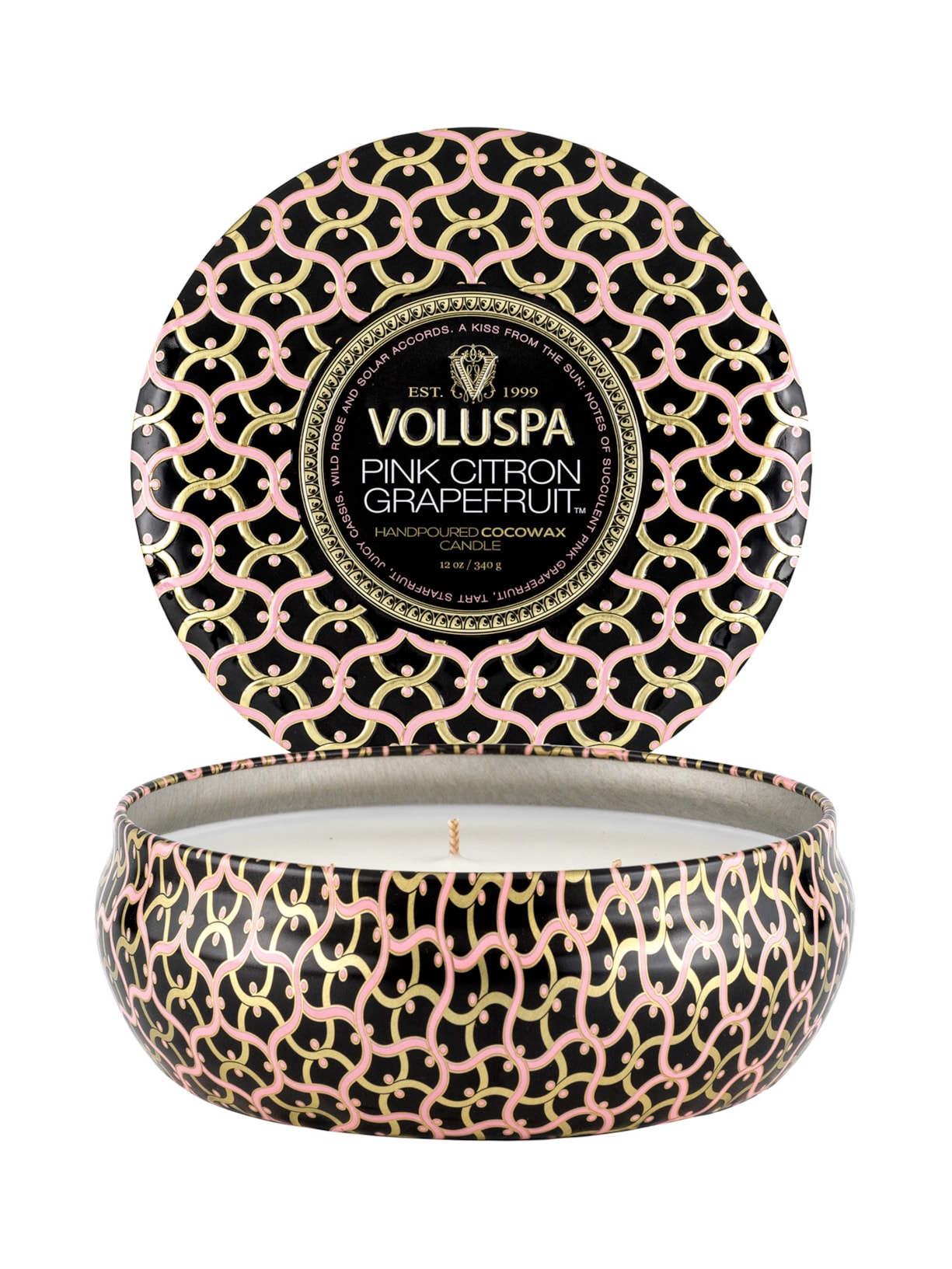 Vela Lata 3 Pavios 60h Pink Citron Grapefruit - Preto