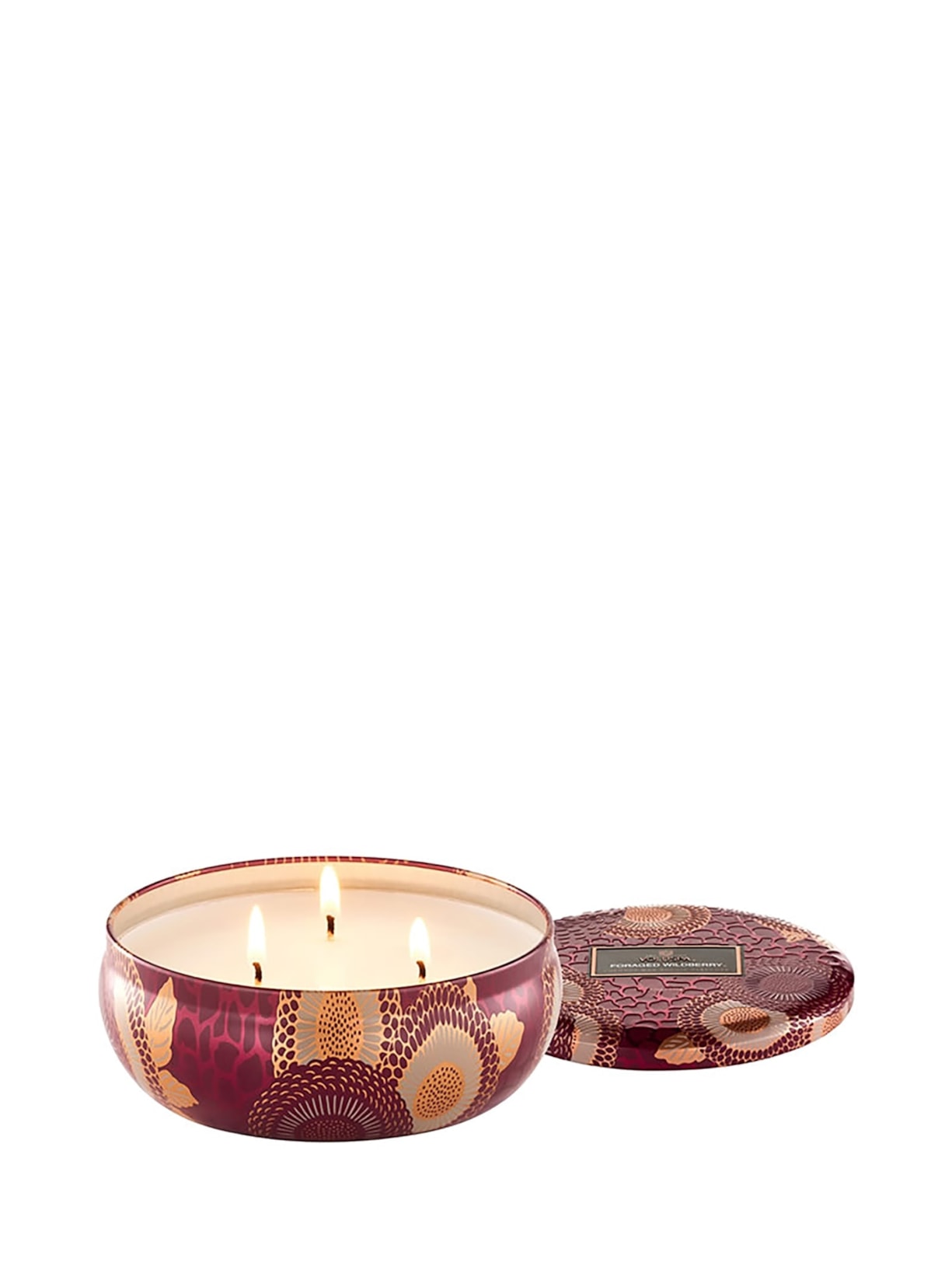 Vela Lata 3 Pavios 60H Relevo Foraged Wildberry - Vermelho