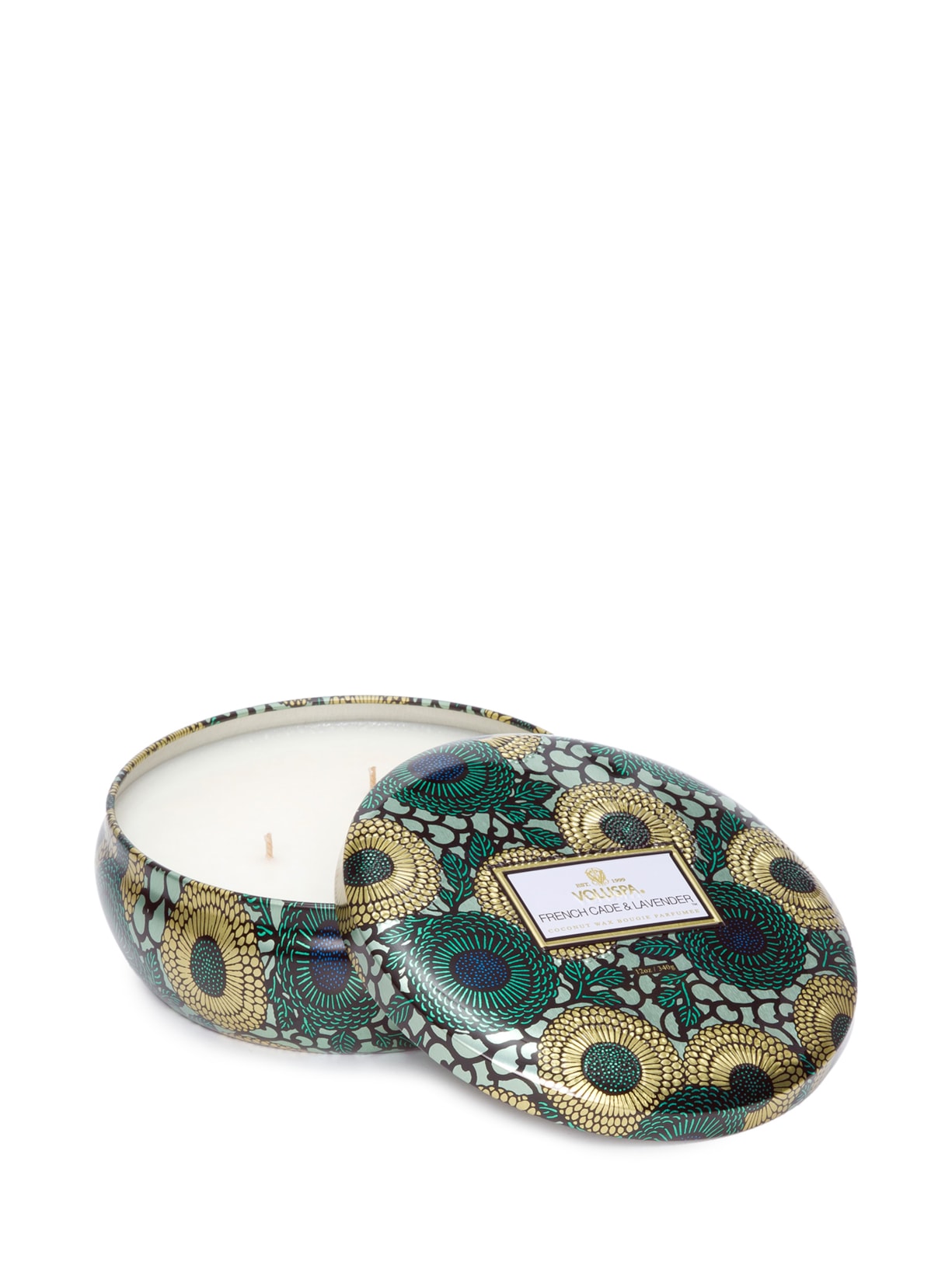 Vela Lata 3 Pavios 60h Relevo French Cade Lavender - Verde