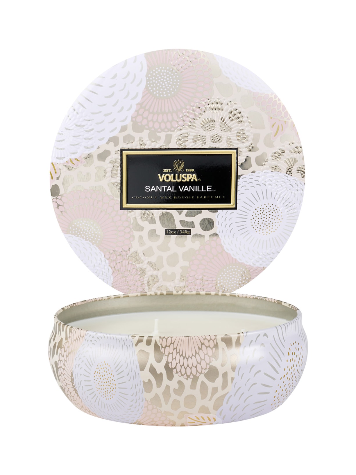 Vela Lata 3 Pavios 60H Relevo Santal Vanille - Rosa