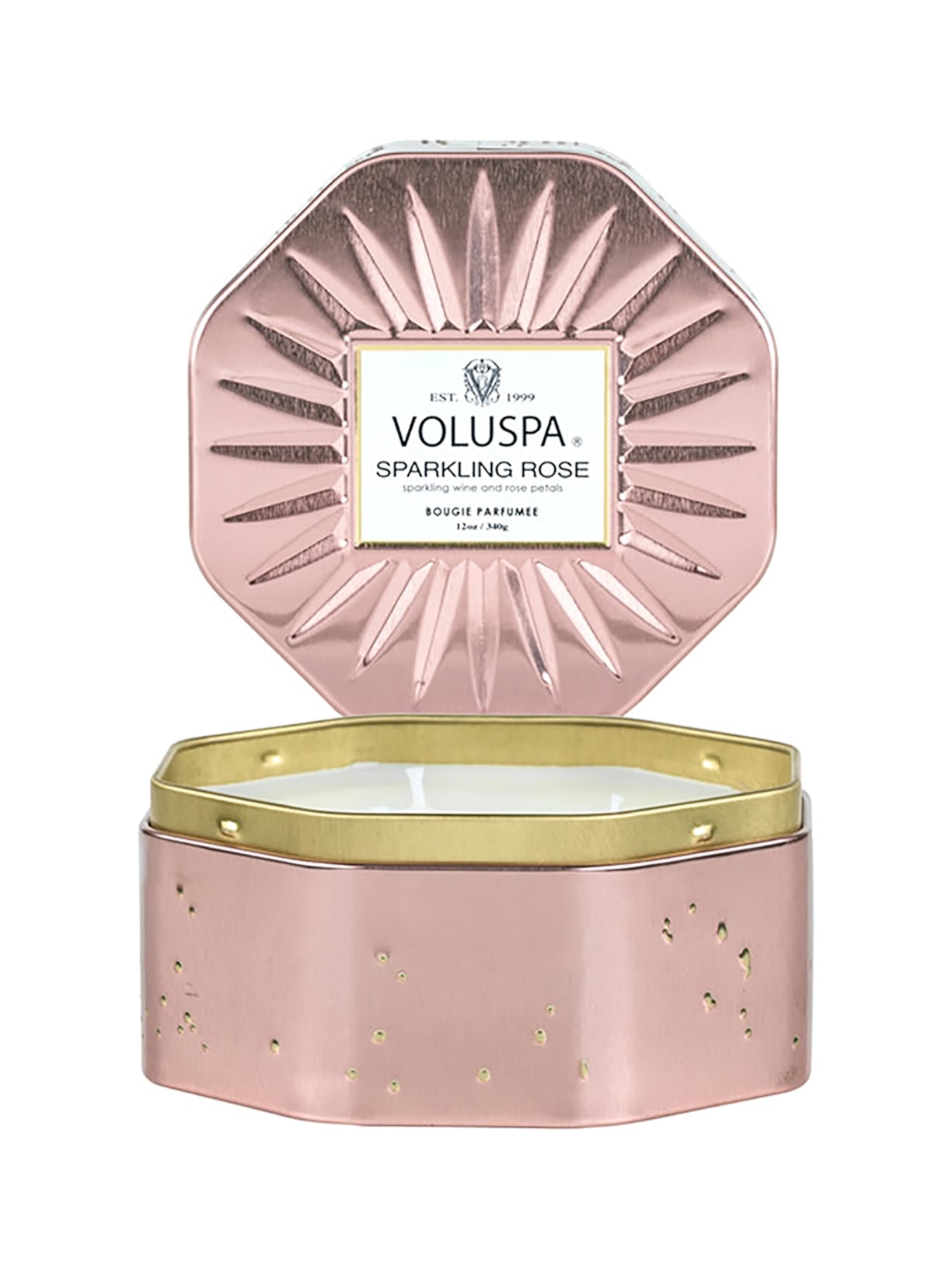 Vela Lata Octogonal 3 Pavios 50H Sparkling Rose - Rosa