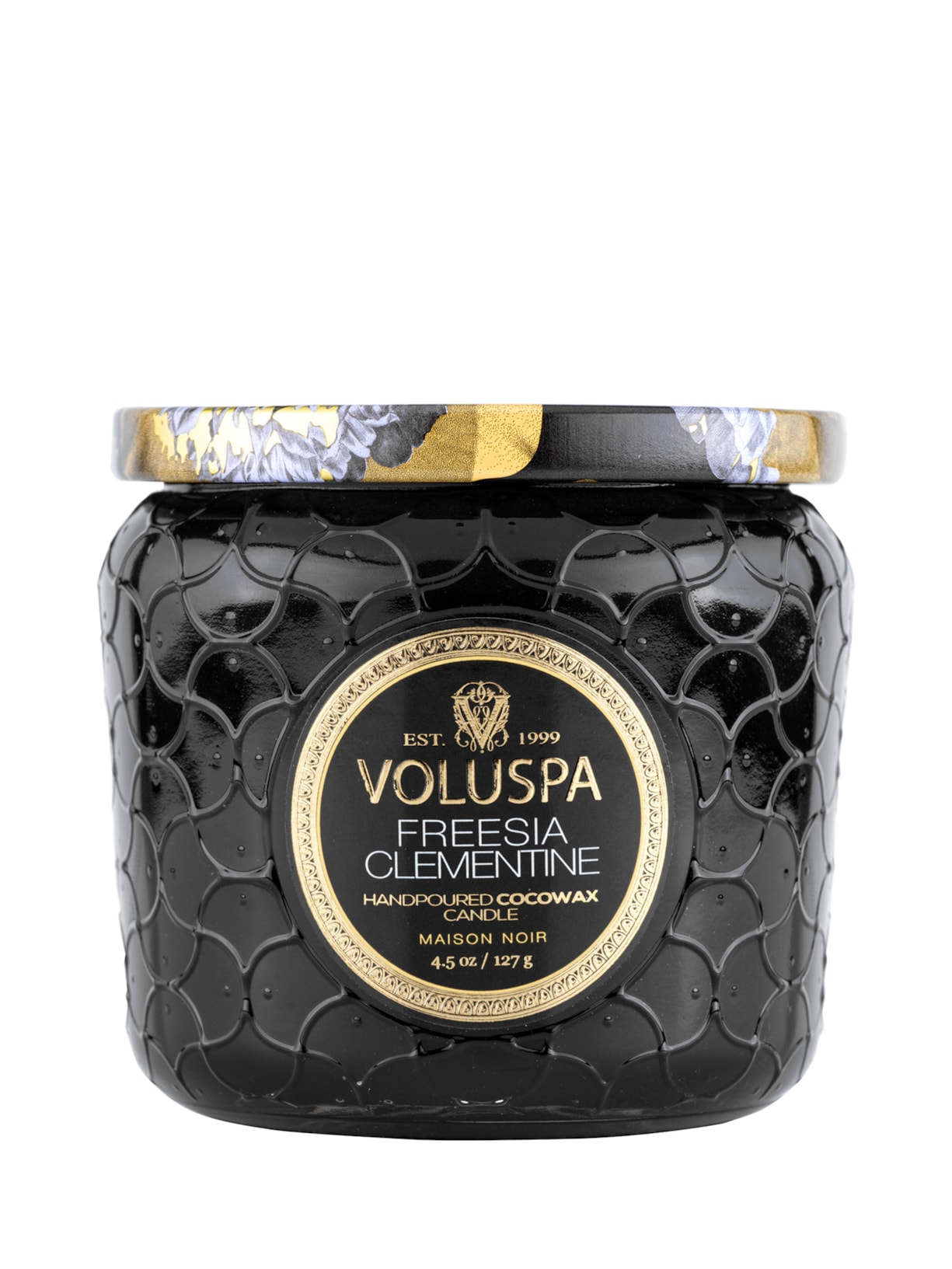 Vela Pote Vidro +35h Freesia Clementine - Preto