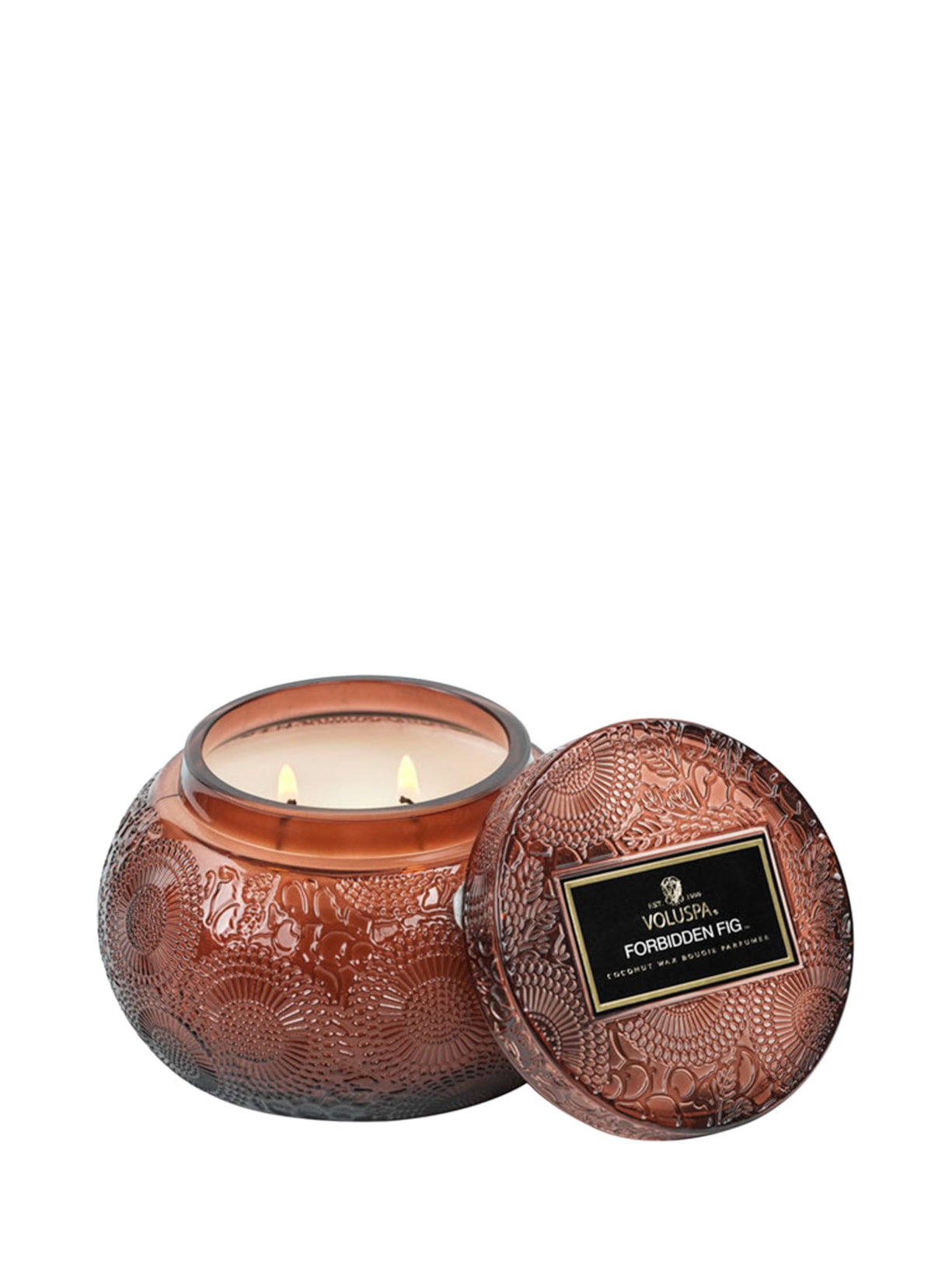 Vela Pote Vidro Chawan 50h Forbidden Fig - Vermelho