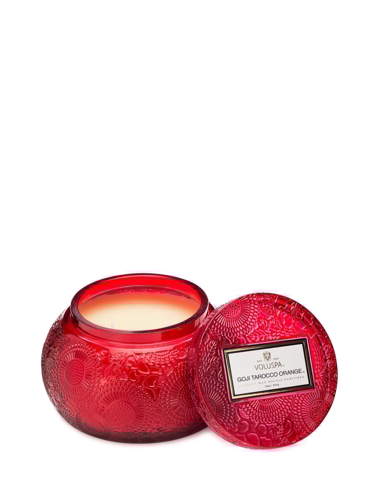 Vela Pote Vidro Chawan 50h Goji Tarocco Orange - Vermelho