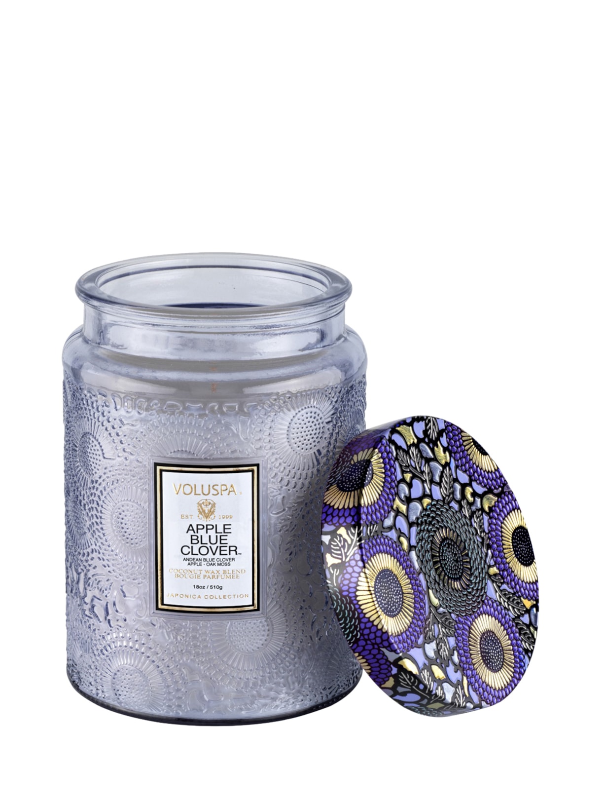 Vela Pote Vidro G 100h Relevo Apple Blue Clover 510g