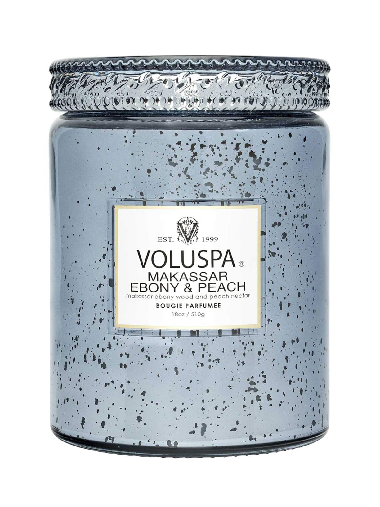 Vela Pote Vidro G 100H Tampa Vidro Makassar Ebony E Peach Novo - Prata