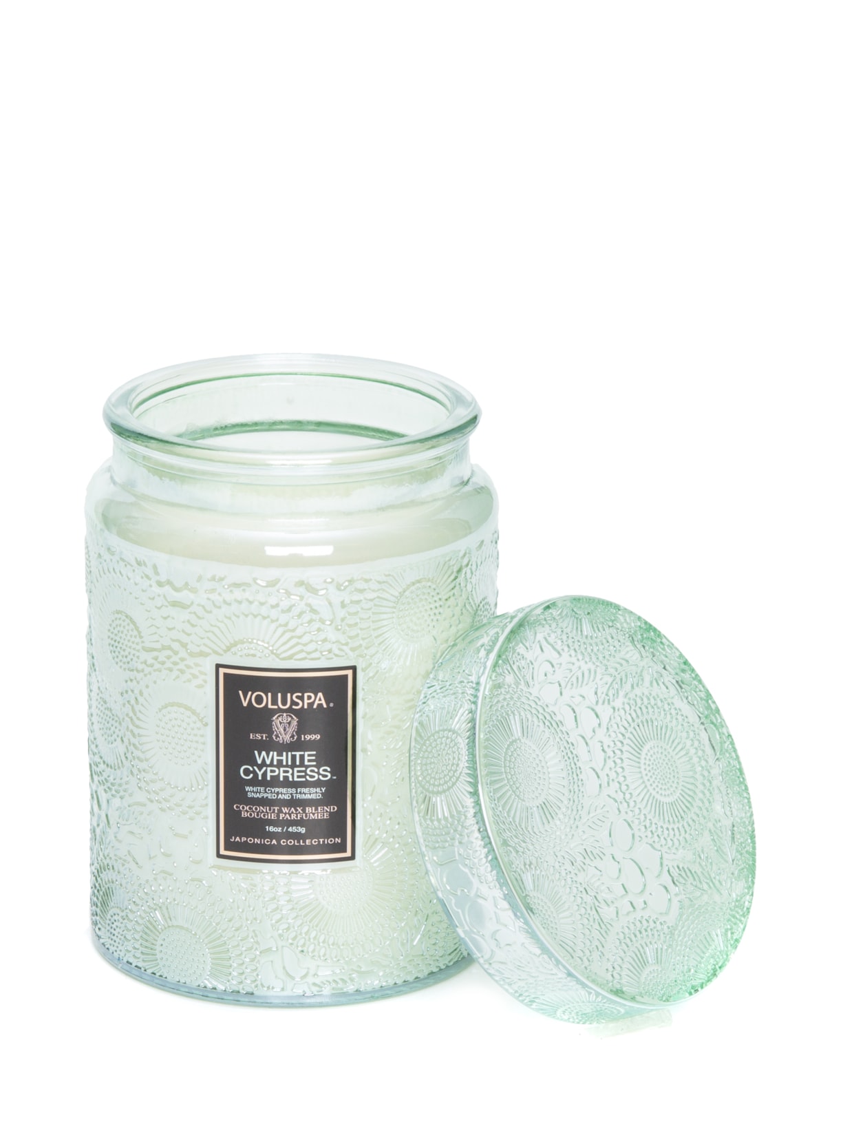 Vela Pote Vidro G 100h Tampa Vidro White Cypress - Verde