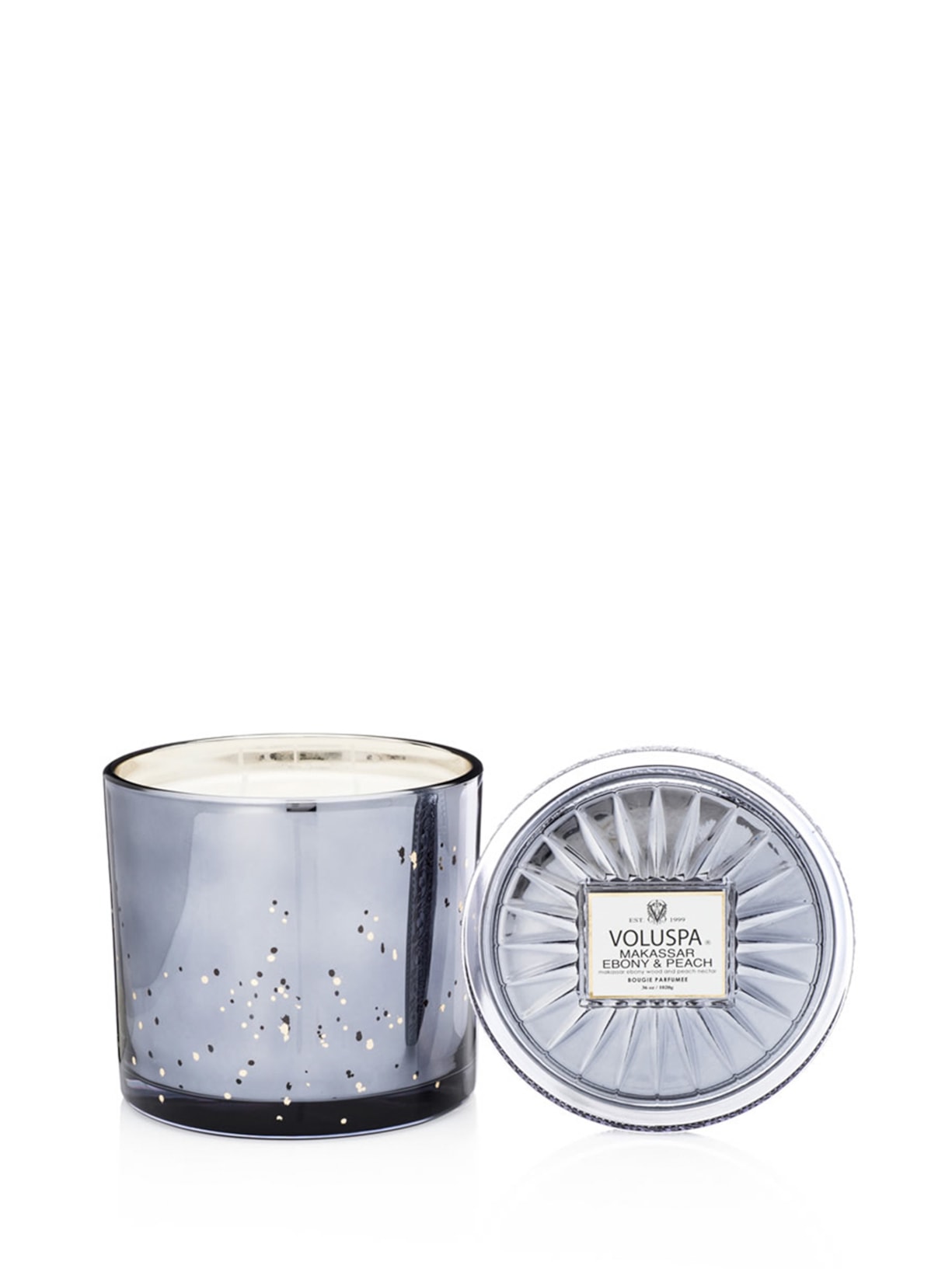 Vela Pote Vidro G 150H Makassar Ebony & Peach Preto Voluspa