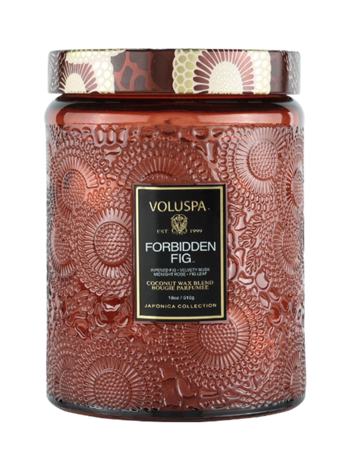 Vela Pote Vidro Grande 100H Relevo Forbidden - Marrom