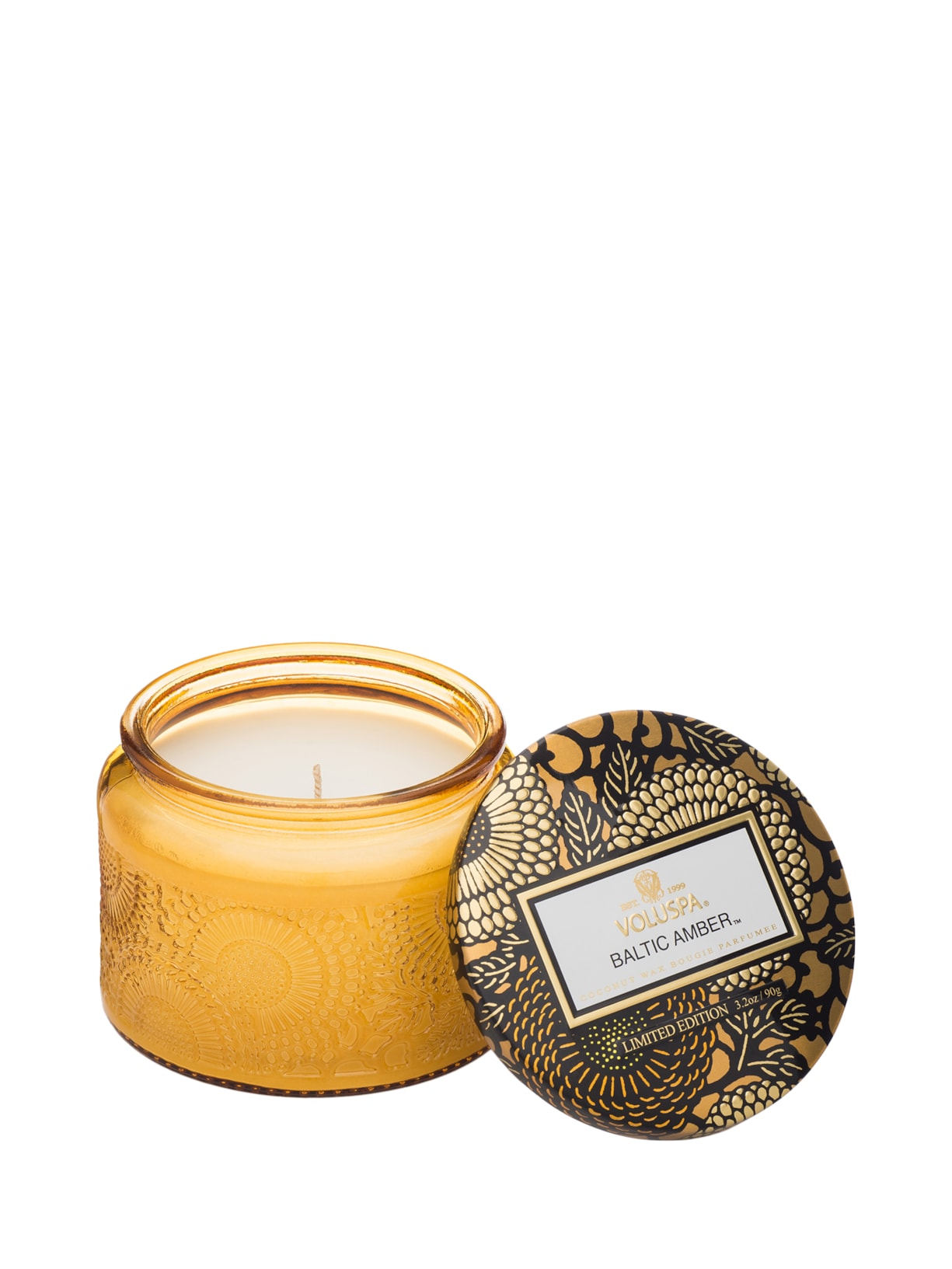 Vela Pote Vidro P 25h Relevo Baltic Amber - Laranja