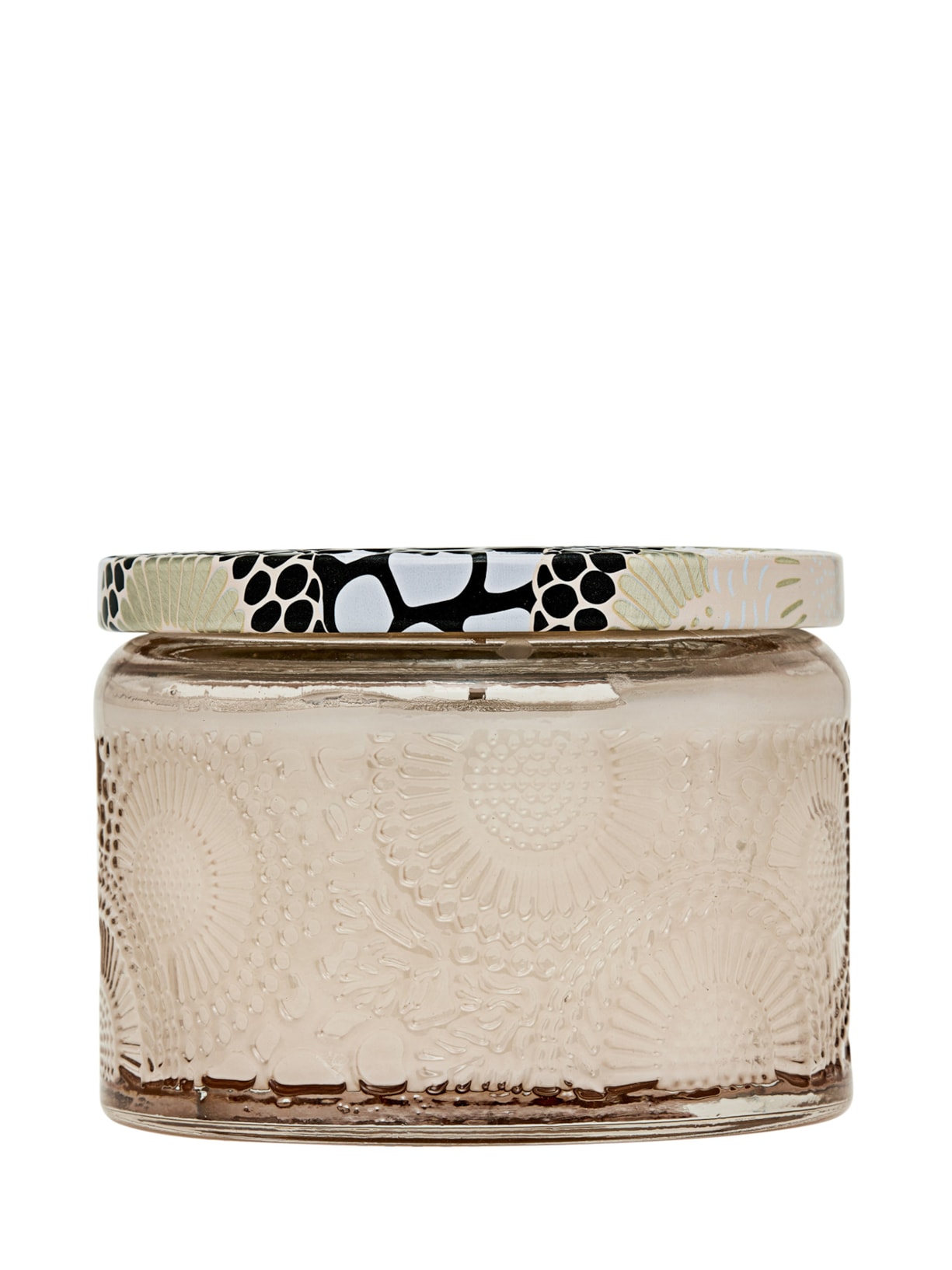 Vela Pote Vidro P 25H Relevo Jasmine Midnight Blooms - Branco