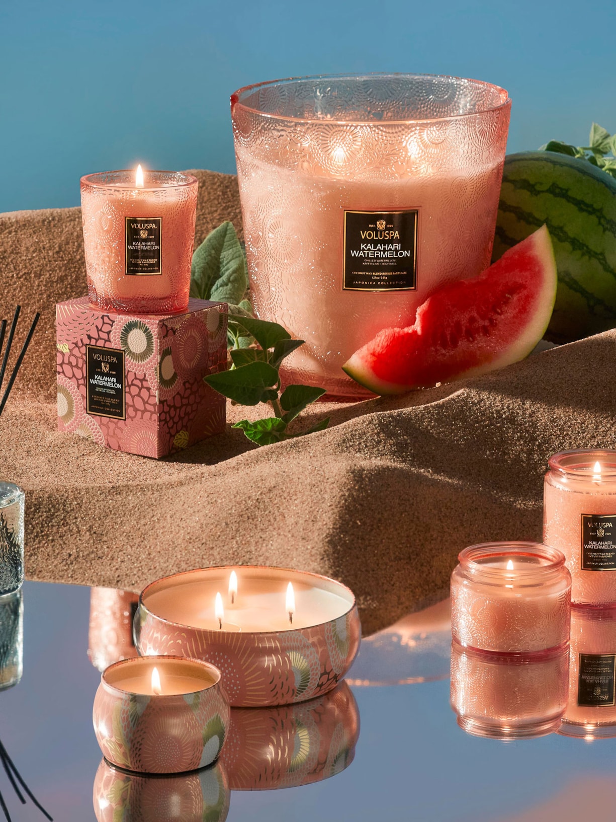 Vela Pote Vidro P 25h Relevo Kalahari Watermelon Rosa Voluspa