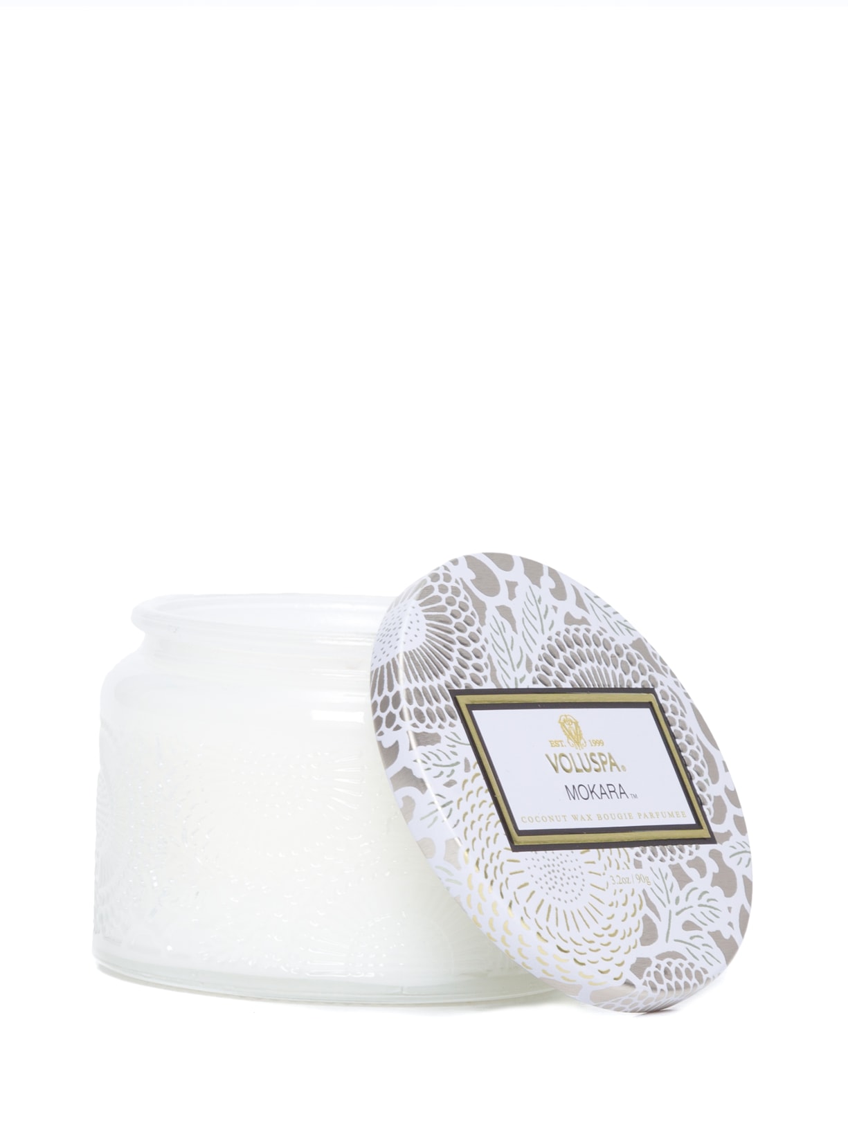 Vela Pote Vidro P 25h Relevo Mokara - Branco