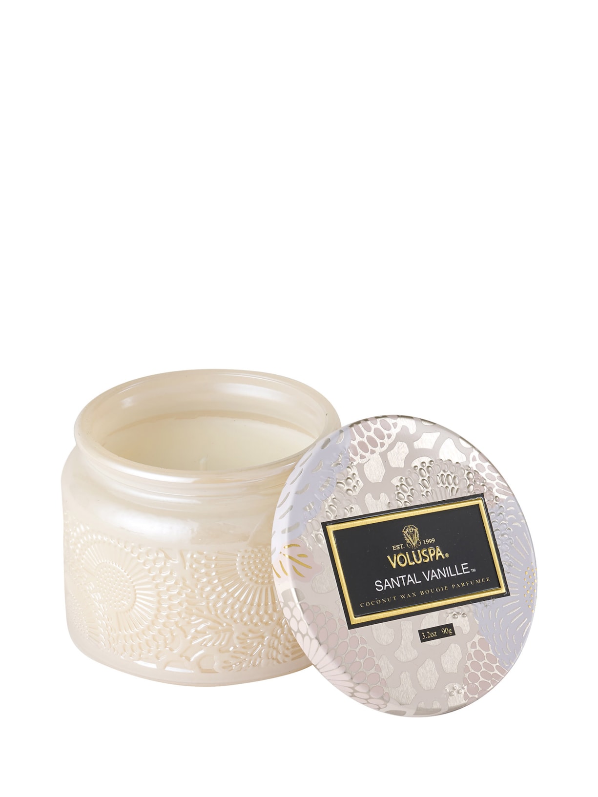 Vela Pote Vidro P 25h Relevo Santal Vani - Branco