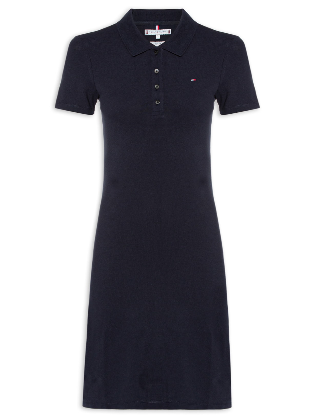 Vestido 1985 Slim Pique Polo Dress - Azul Marinho