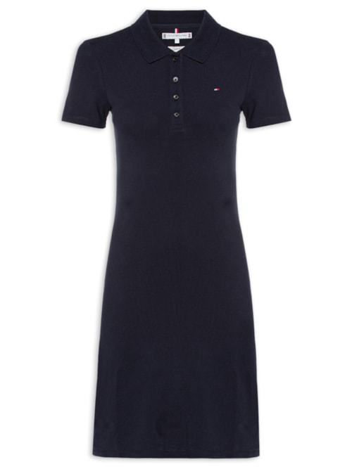 Vestido 1985 Slim Pique Polo Dress - Azul Marinho