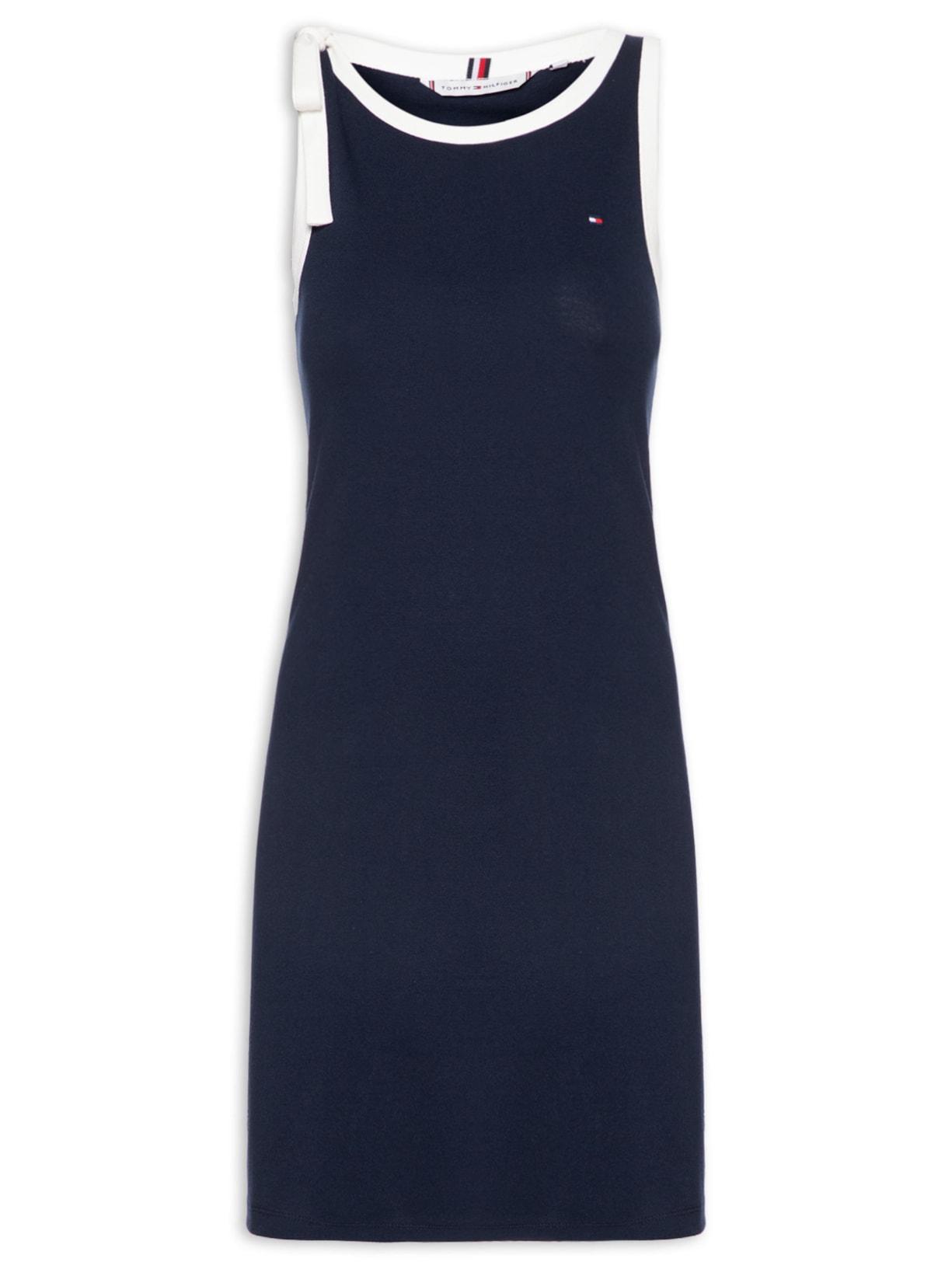 Vestido 1x1 Rib Bow Tee - Azul