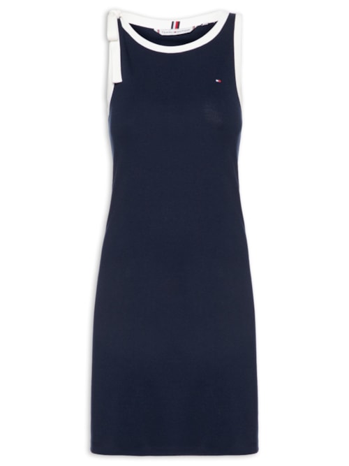 Vestido 1x1 Rib Bow Tee - Azul
