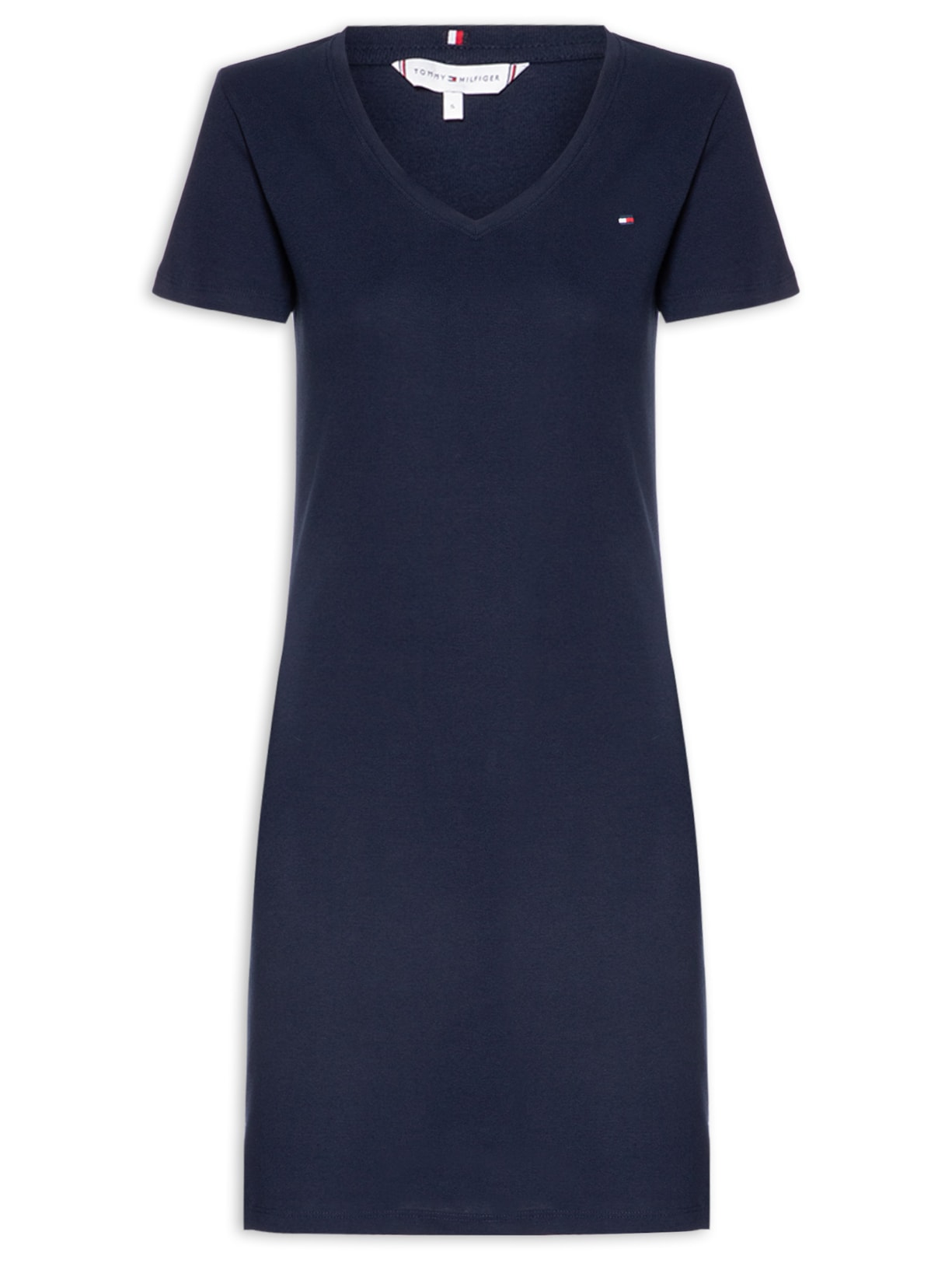 Vestido 1x1 Rib Solid V-Nk S/S Tee - Azul