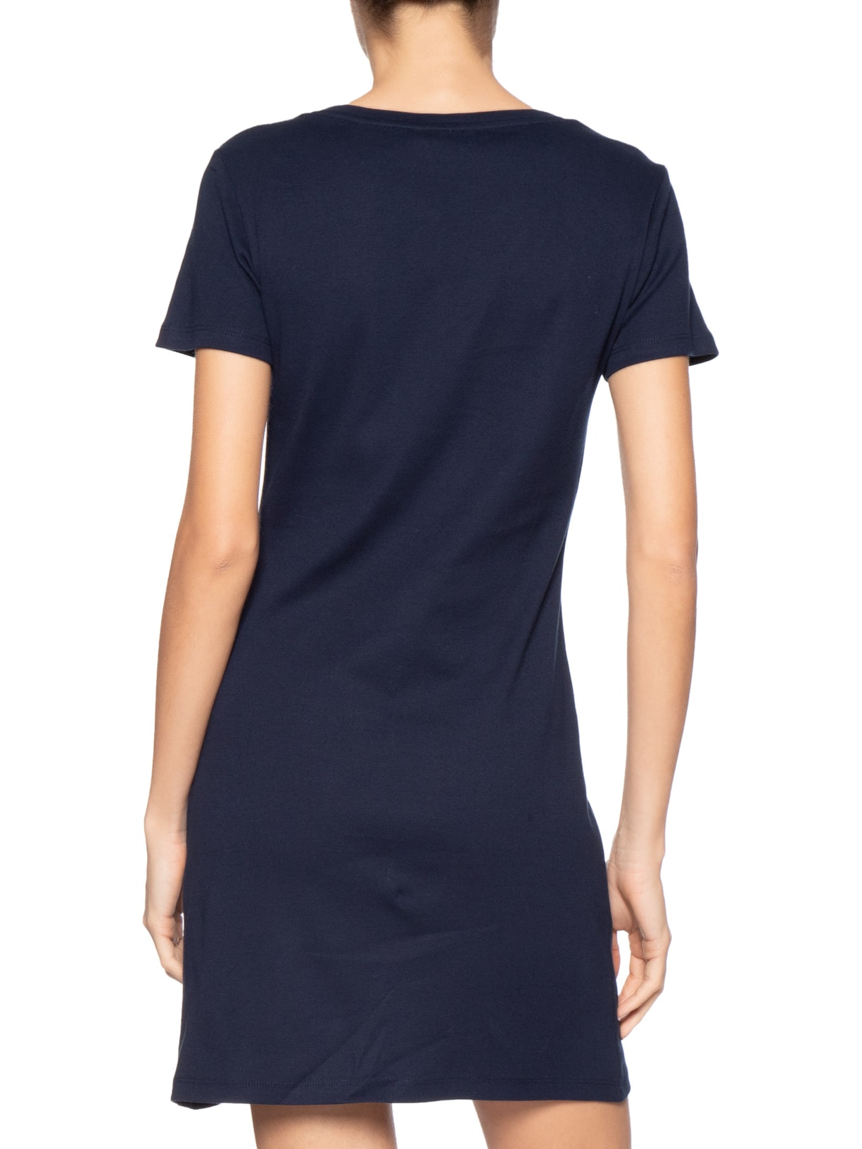 Vestido 1x1 Rib Solid V-Nk S/S Tee Azul Tommy Hilfiger