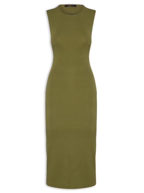 Vestido Abertura Costas Tricot - Verde