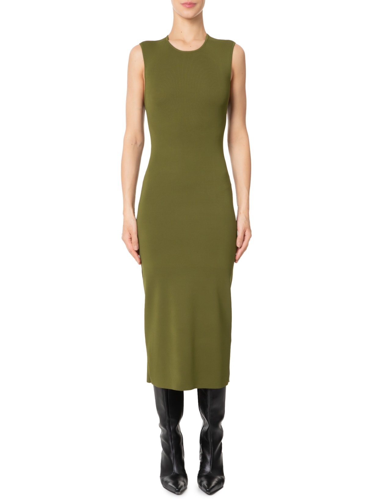 Vestido Abertura Costas Tricot Verde Animale