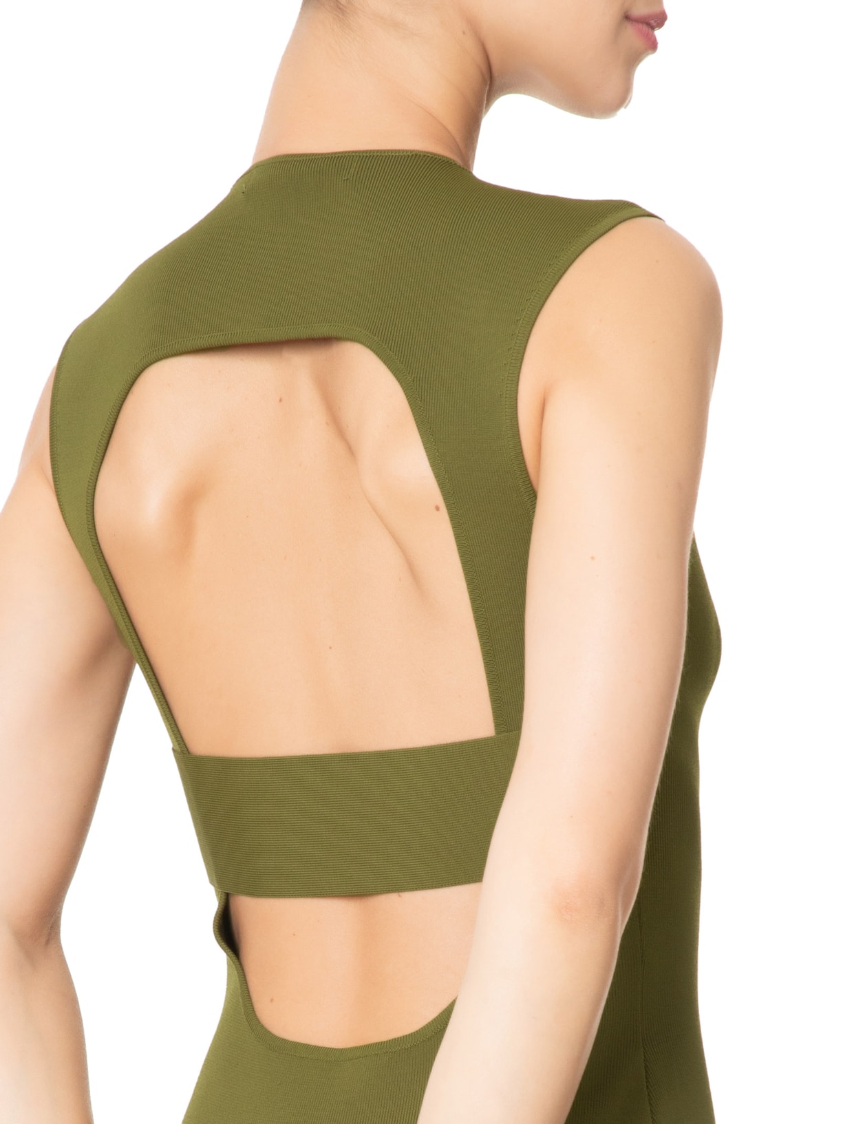 Vestido Abertura Costas Tricot Verde Animale