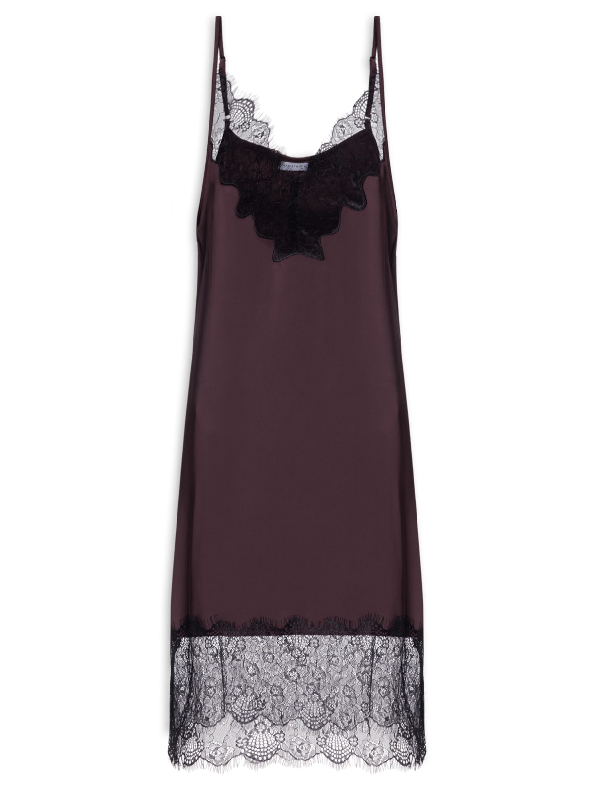 Vestido Acetinado Com Renda Marrom Market 33