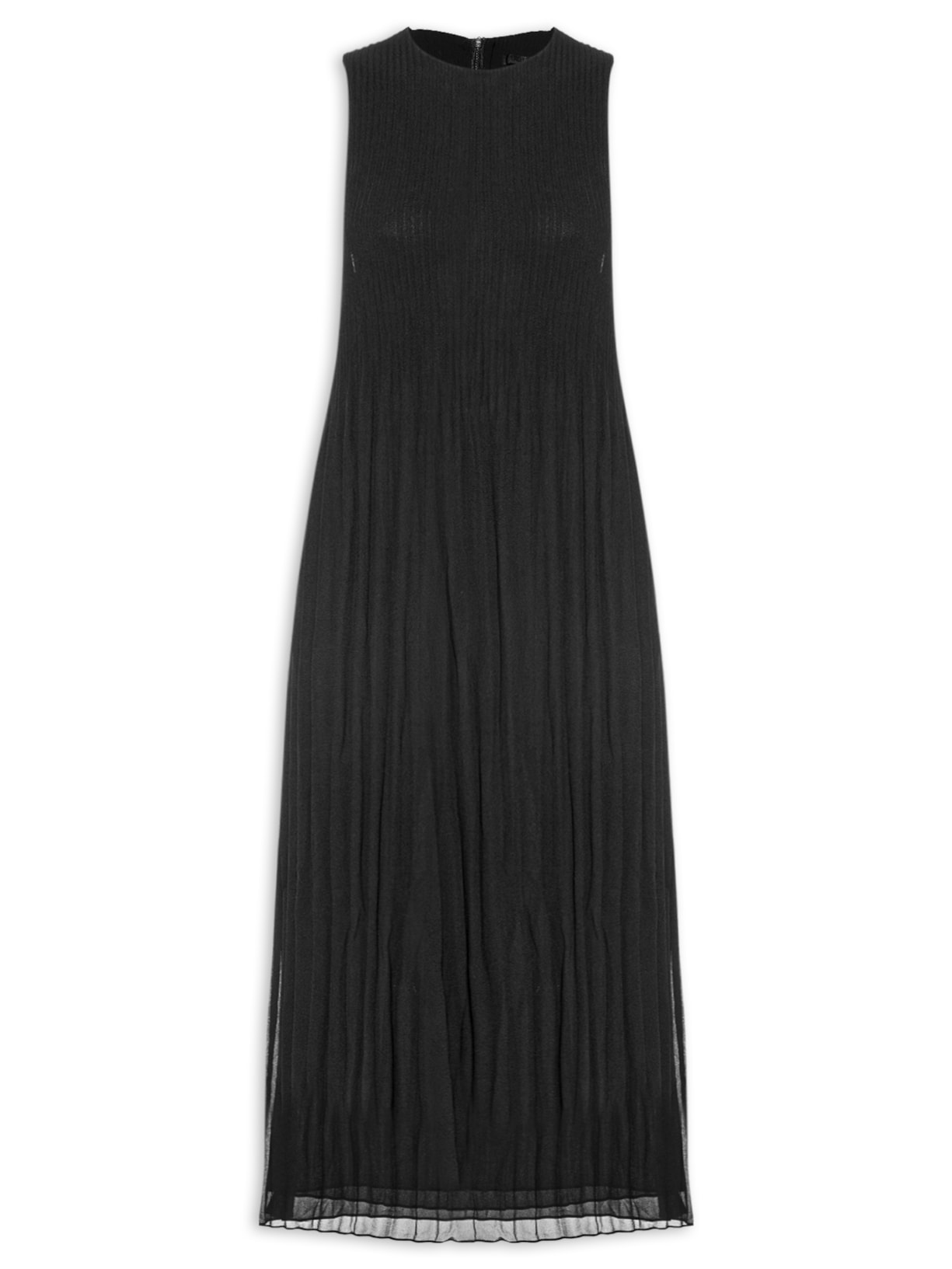 Vestido Acinturado Torcido Plissado Preto Osklen