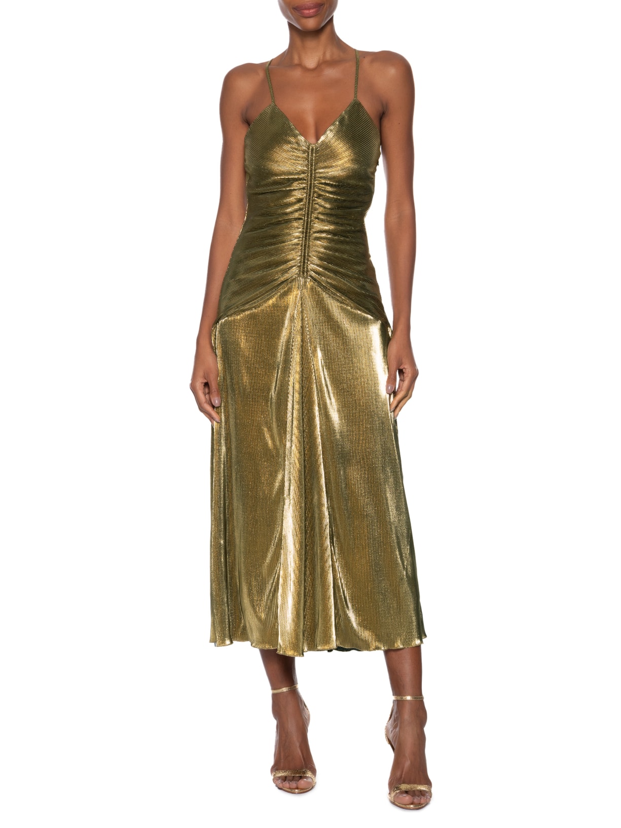 Vestido Adriana V26 Dourado Mixed