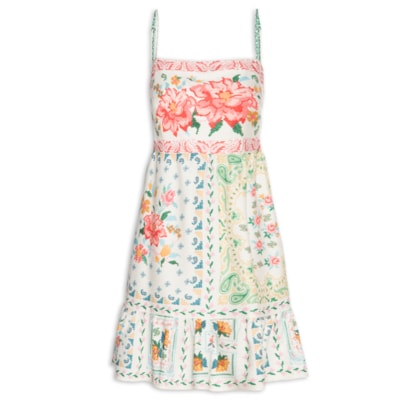 Vestido Alça Borda Bandana - Off White