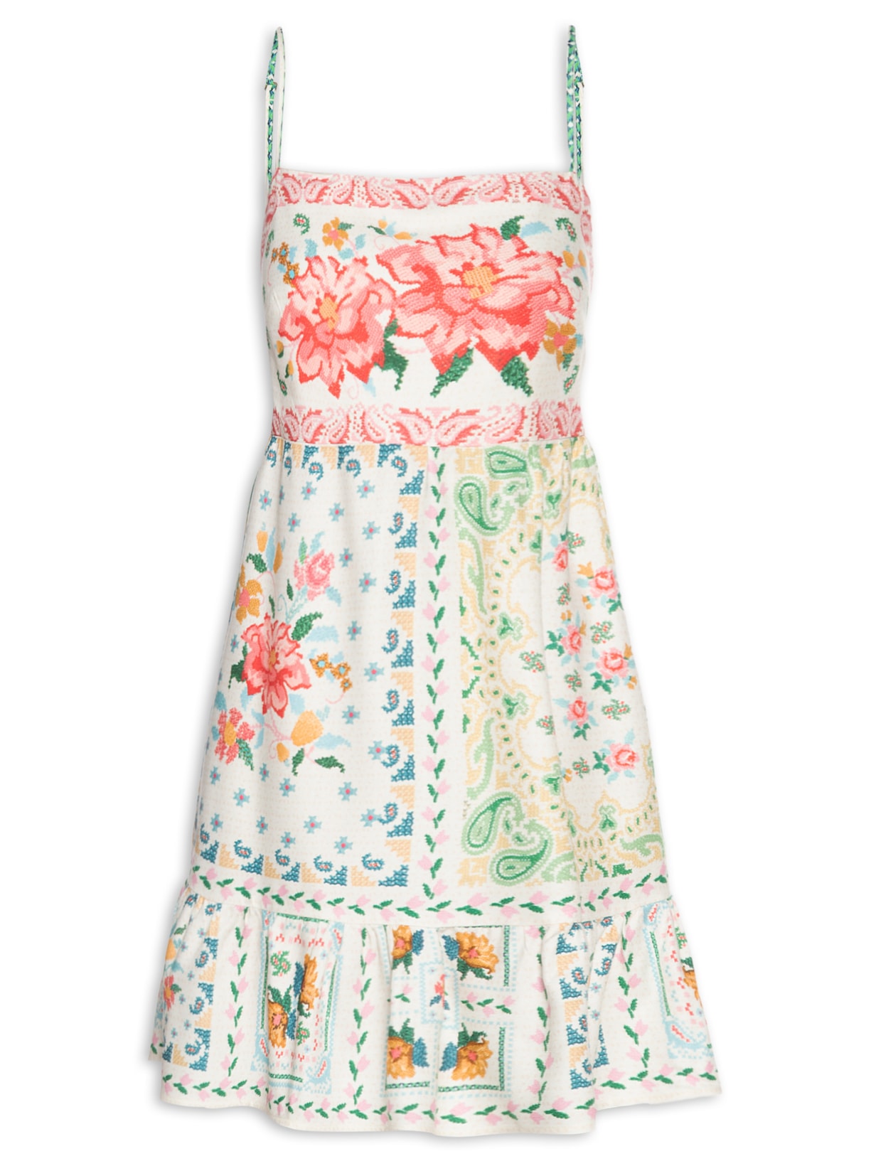 Vestido Alça Borda Bandana - Off White